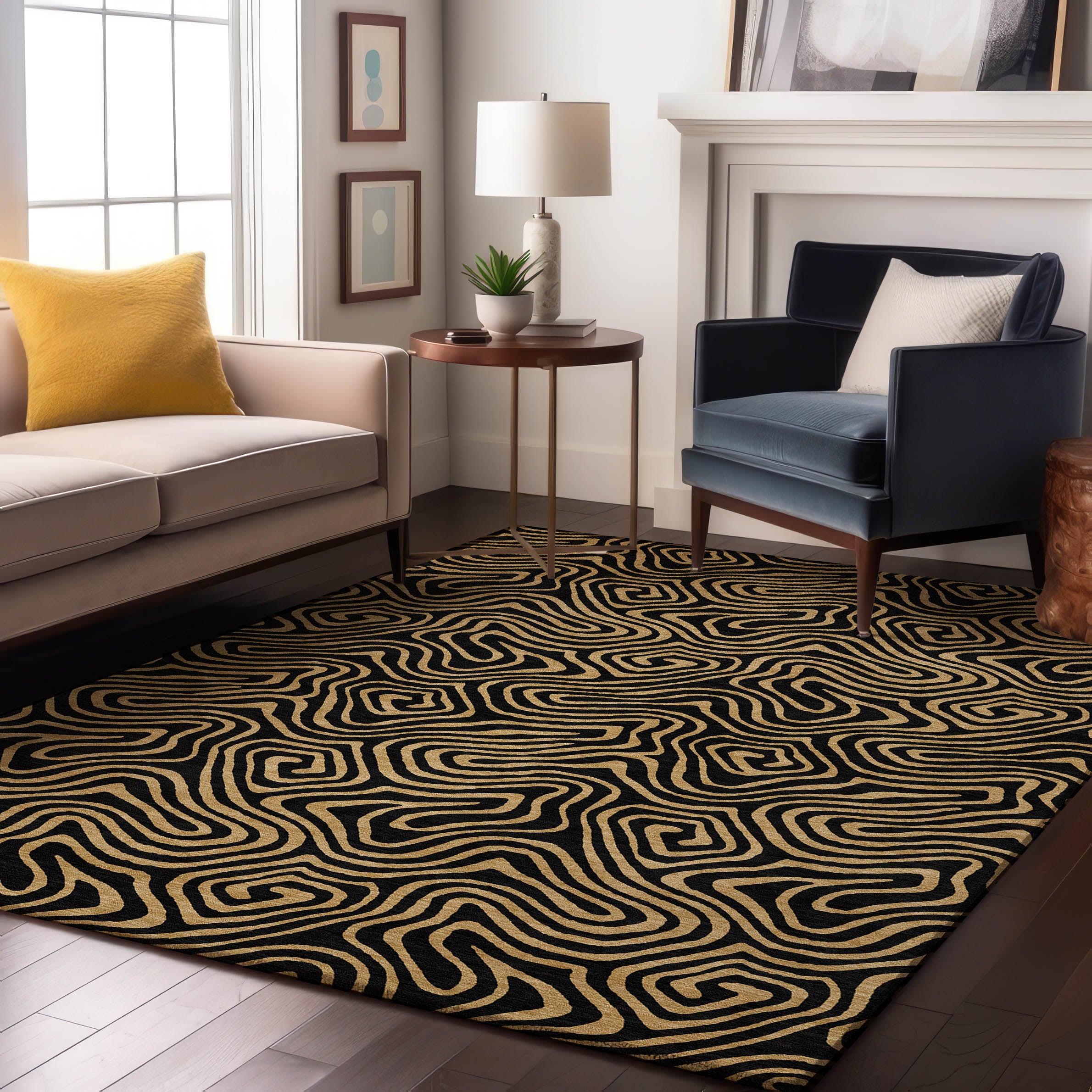 Mdina Machine Washable Transitional Black Rug 2'6" x 3'10" #shape_Rectangle