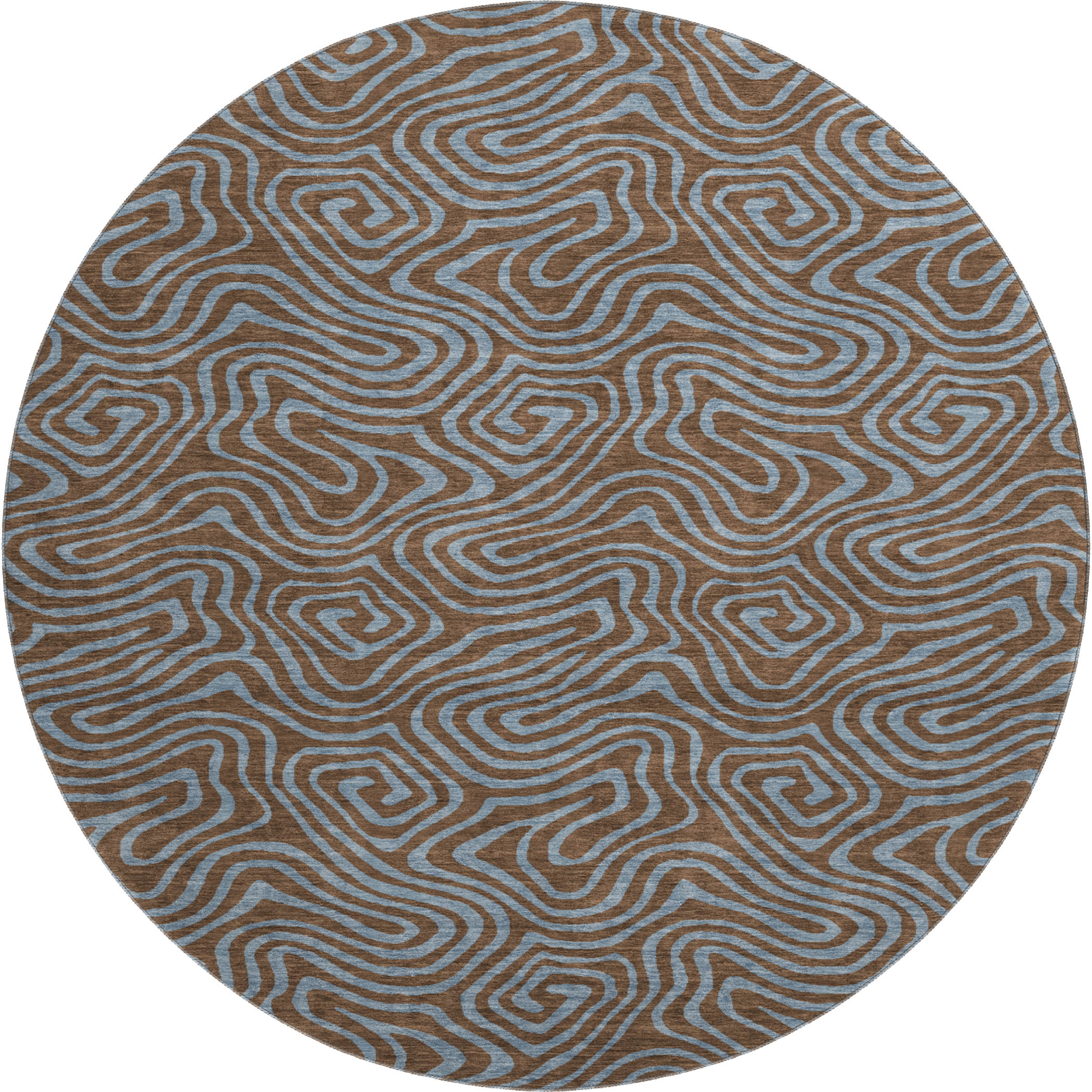Mdina Machine Washable Transitional Brown Rug 8' x 8' #shape_Round