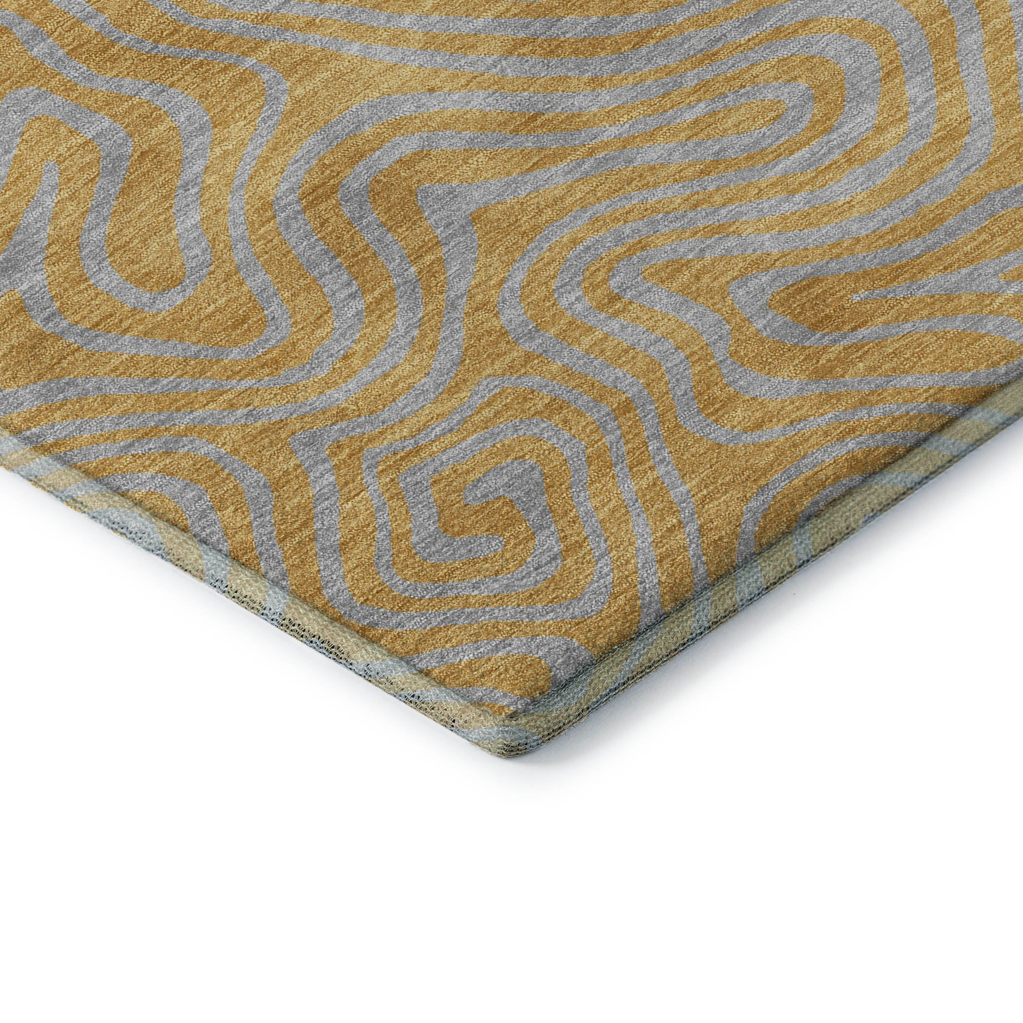 Mdina Machine Washable Transitional Gold Rug 1'8" x 2'6" #shape_Rectangle
