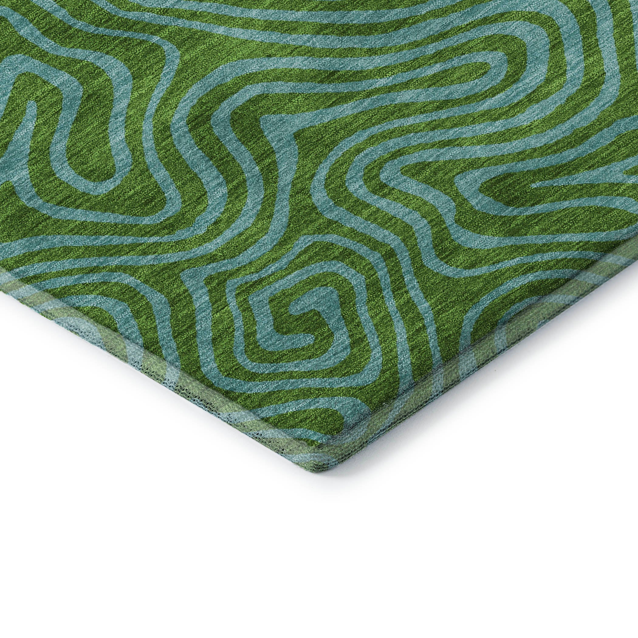 Mdina Machine Washable Transitional Green Rug 1'8" x 2'6" #shape_Rectangle