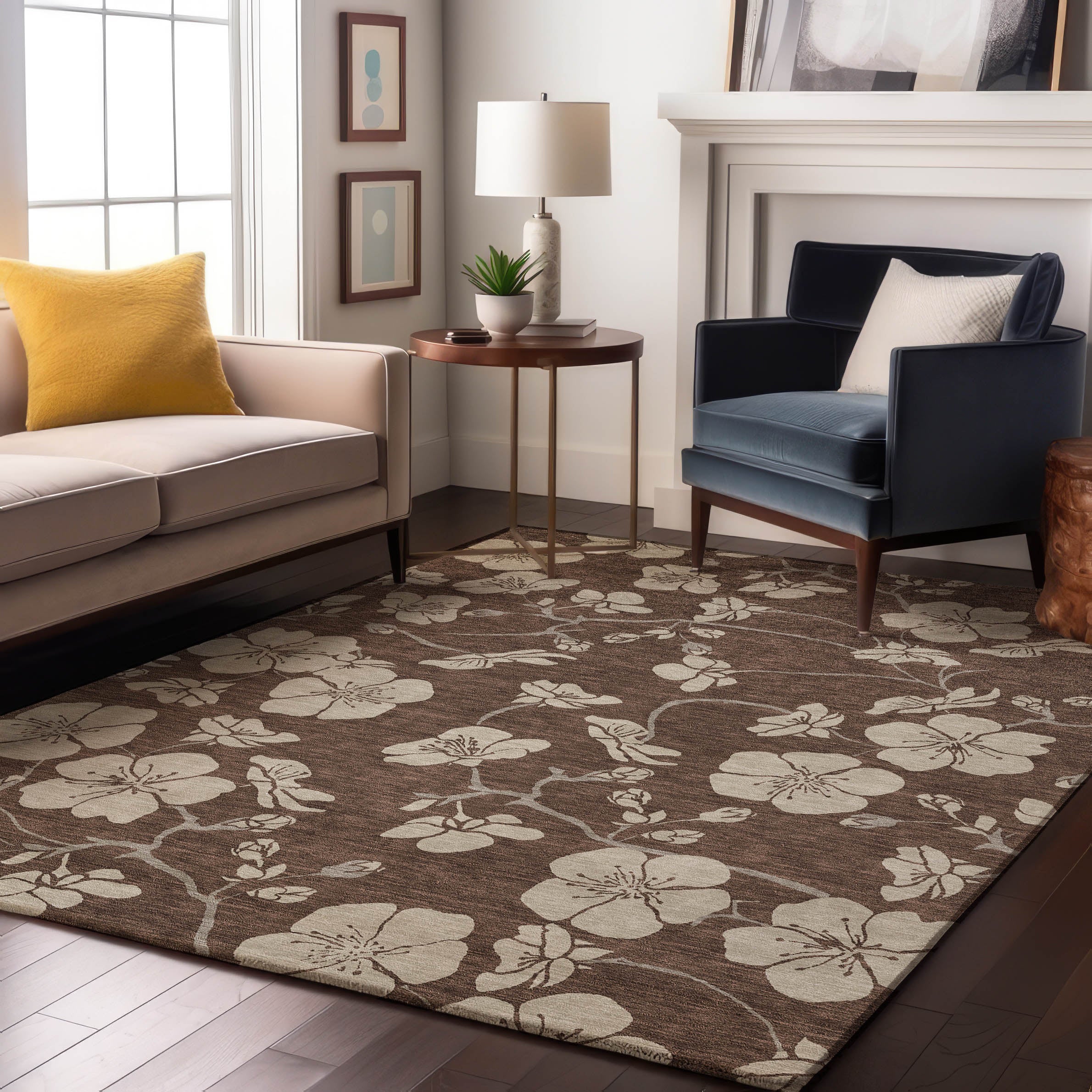 Oaxaca Machine Washable Transitional Brown Rug 2'6" x 3'10" #shape_Rectangle