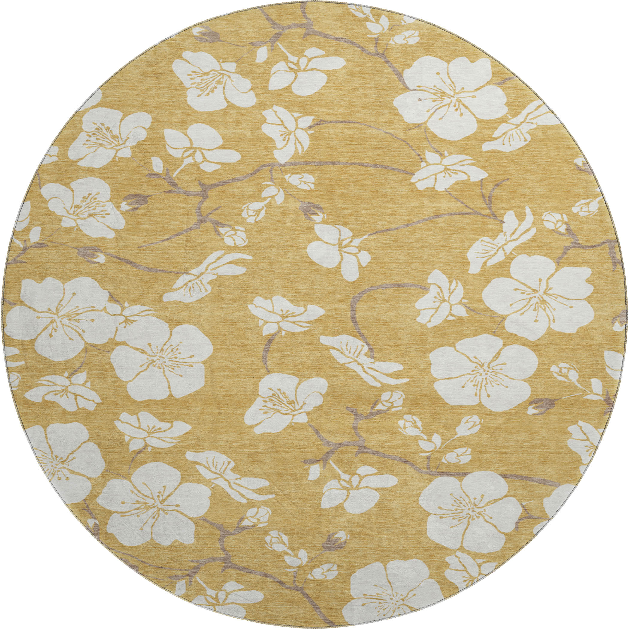 Oaxaca Machine Washable Transitional Gold Rug 8' x 8' #shape_Round