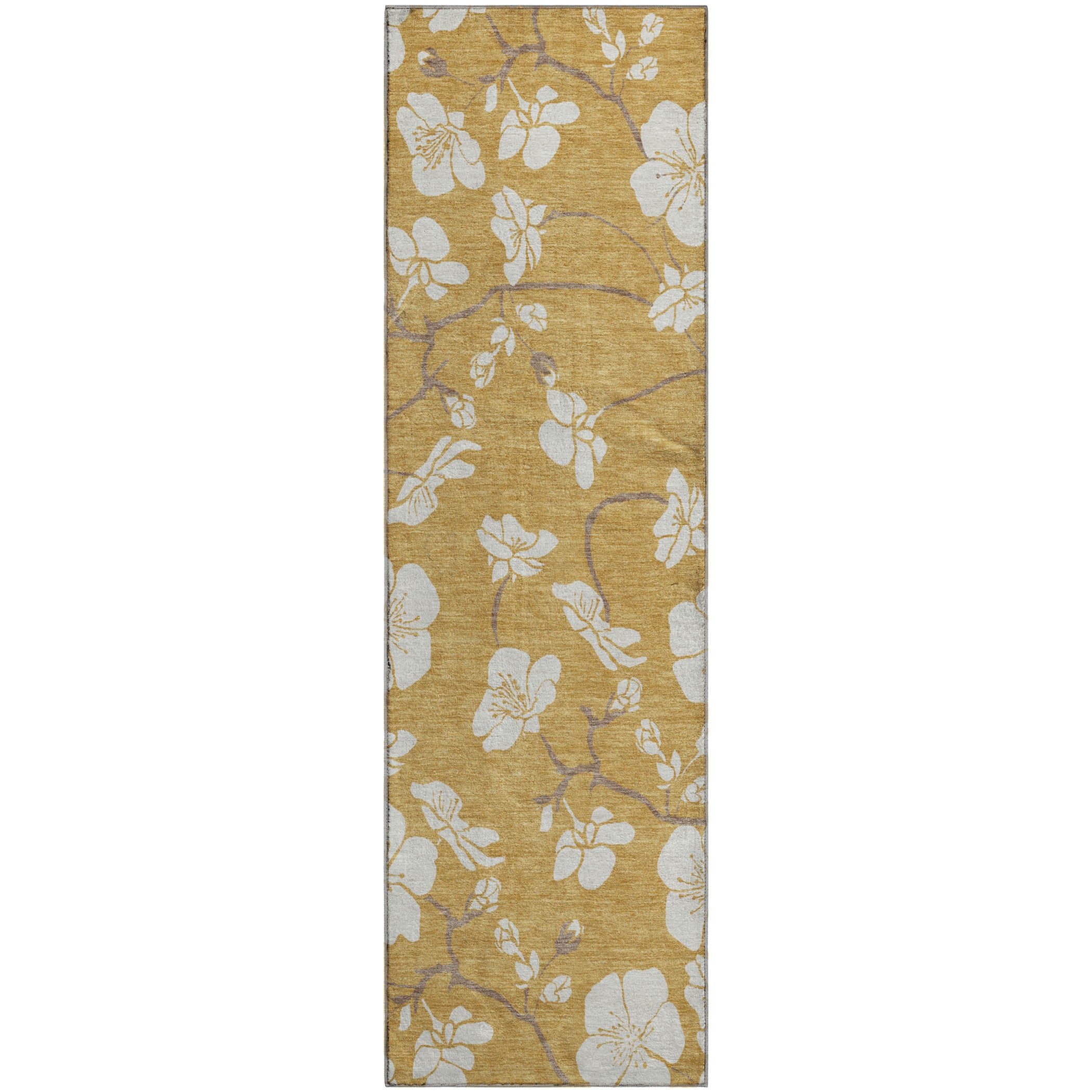 Oaxaca Machine Washable Transitional Gold Rug 2'3" x 7'6" #shape_Runner