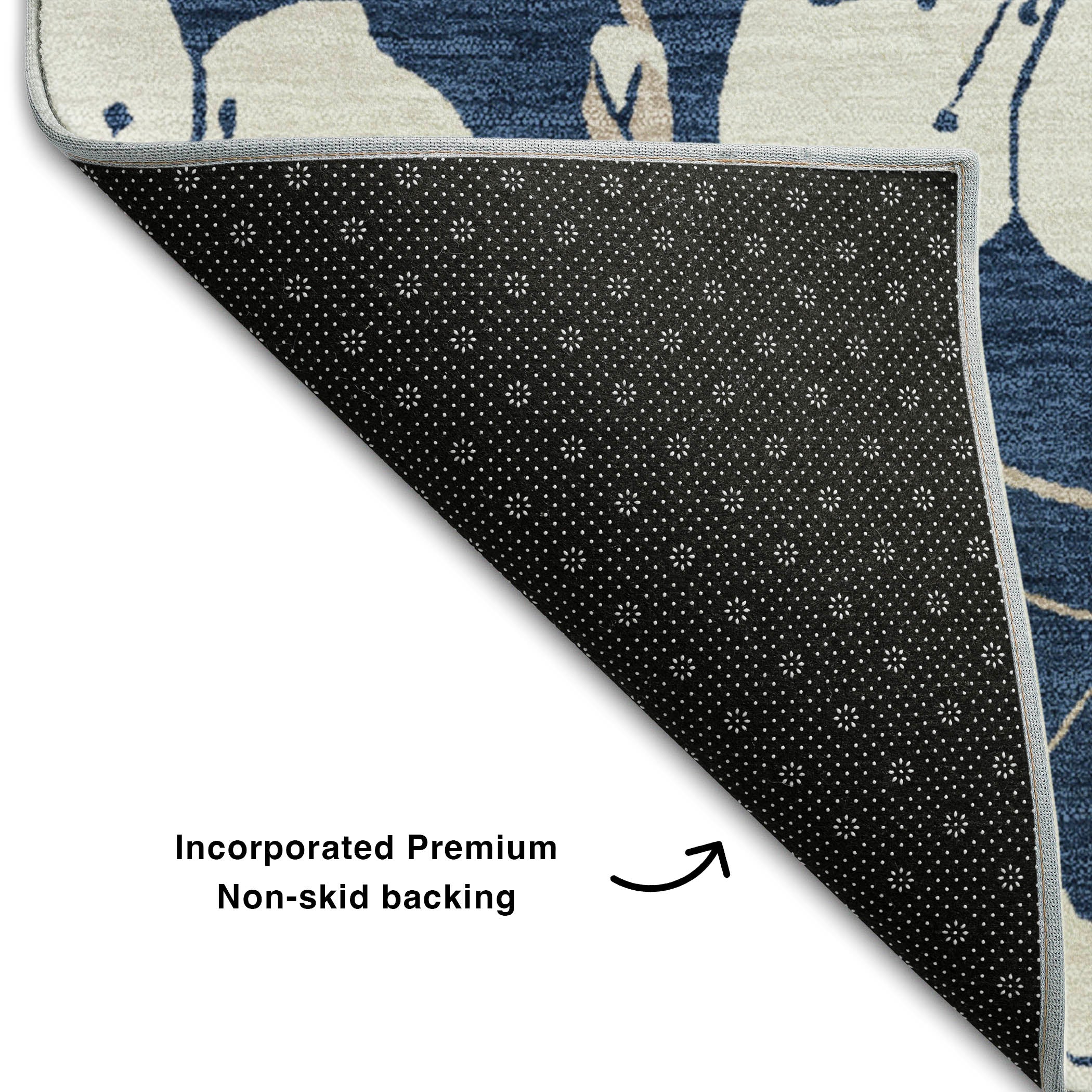 Oaxaca Machine Washable Transitional Navy Blue Rug 1'8" x 2'6" #shape_Rectangle