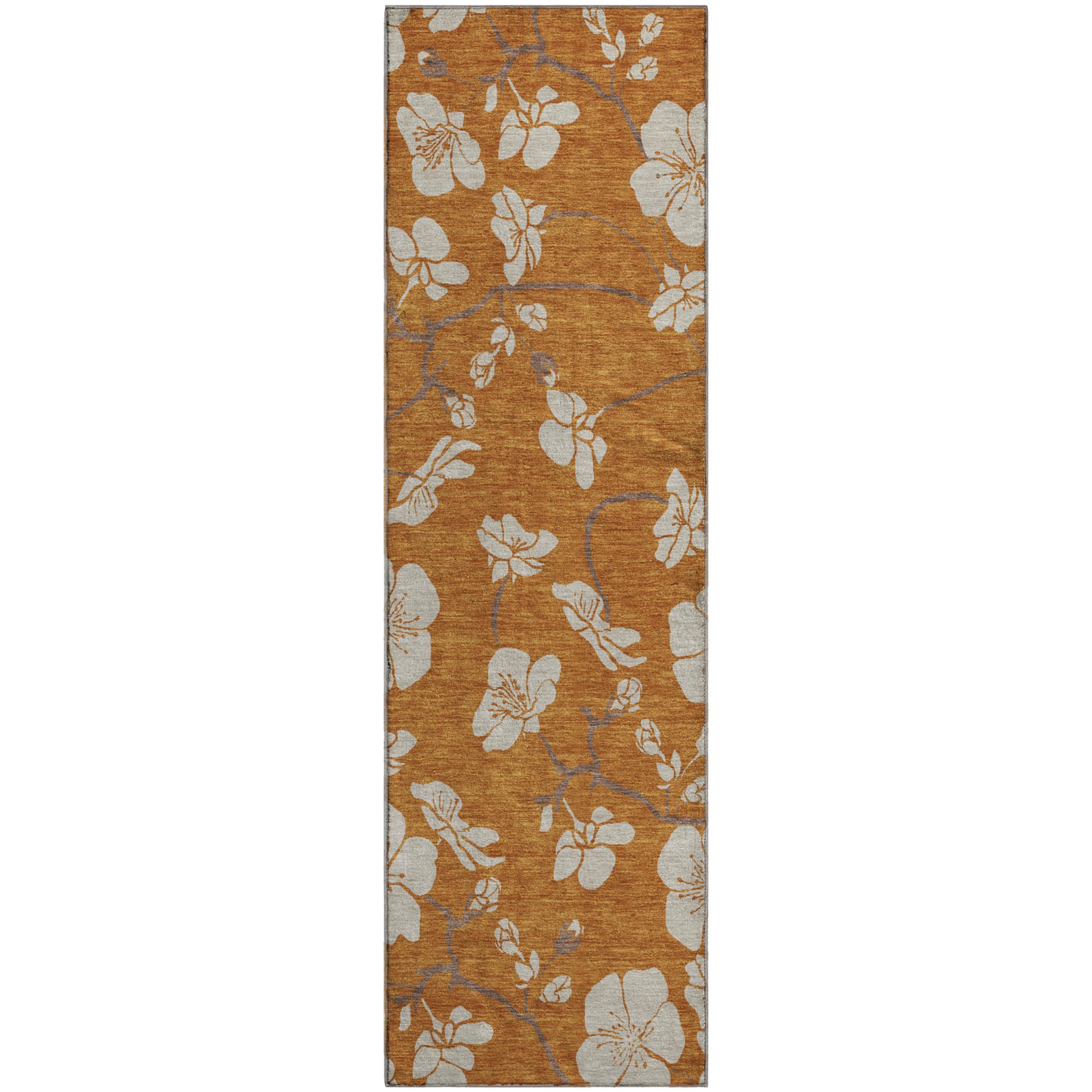 Oaxaca Machine Washable Transitional Paprika Orange Rug 2'3" x 7'6" #shape_Runner
