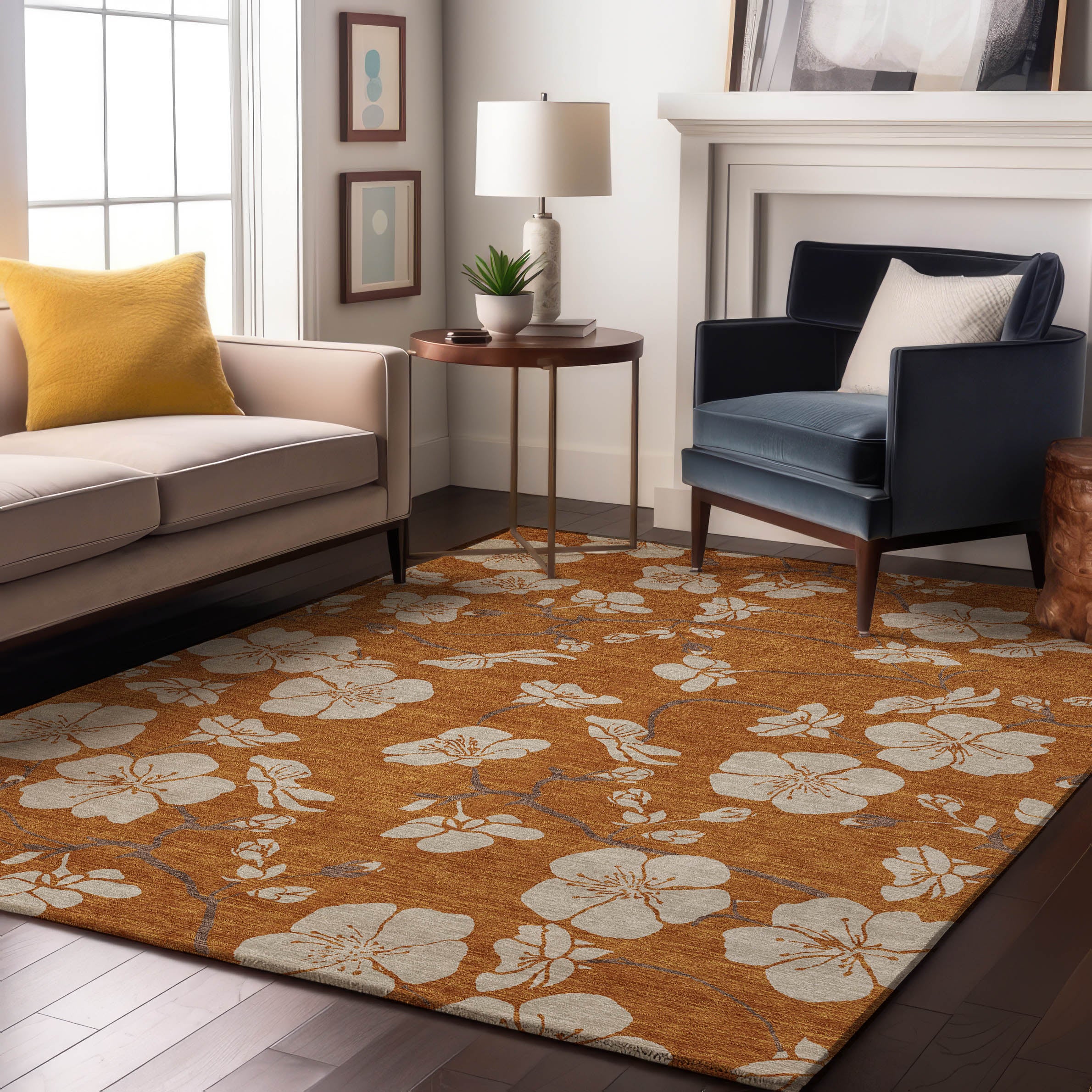 Oaxaca Machine Washable Transitional Paprika Orange Rug 2'6" x 3'10" #shape_Rectangle