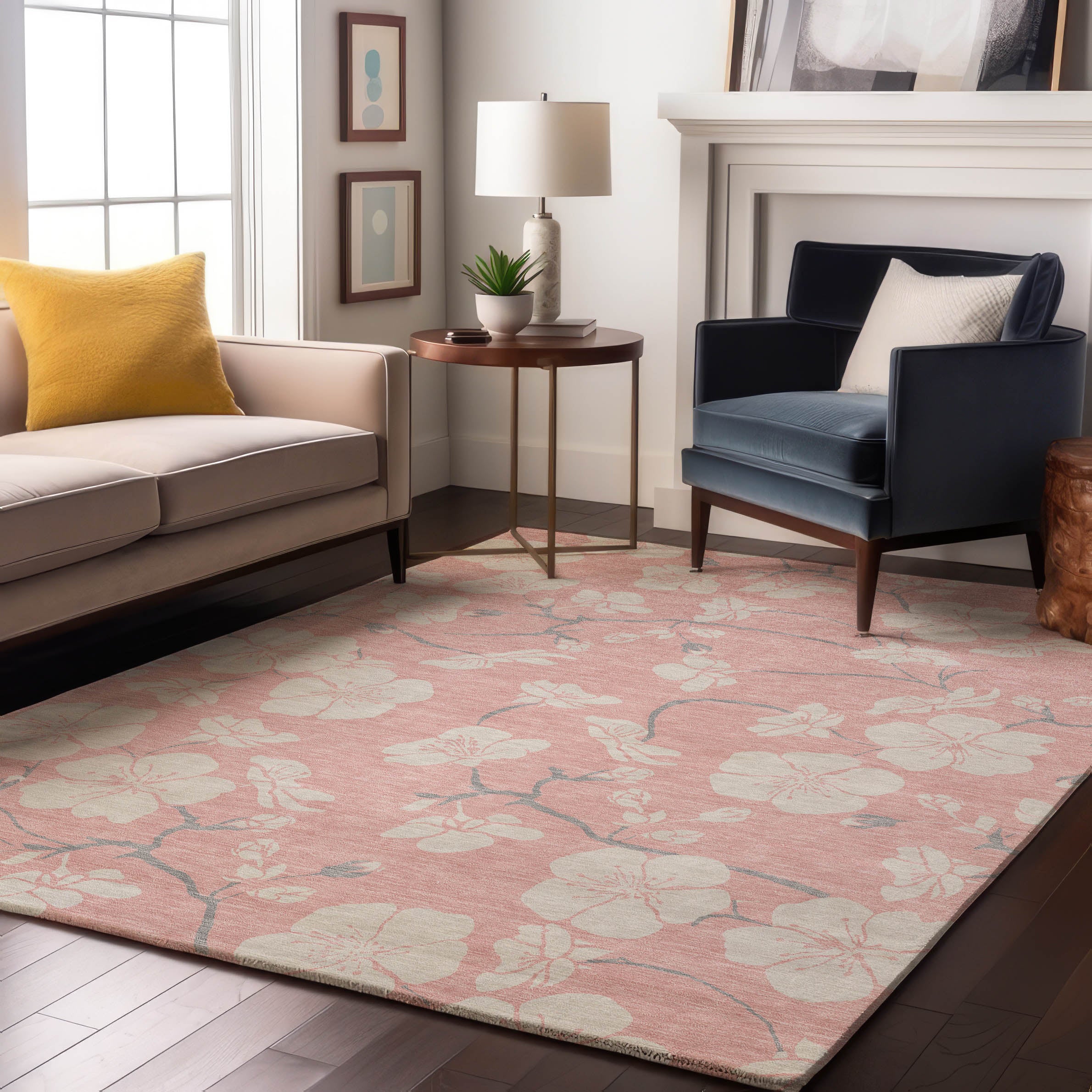 Oaxaca Machine Washable Transitional Pink Rug 2'6" x 3'10" #shape_Rectangle