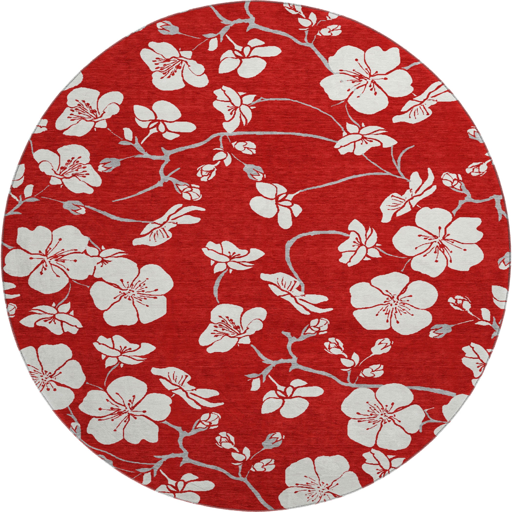 Oaxaca Machine Washable Transitional Red Rug 8' x 8' #shape_Round