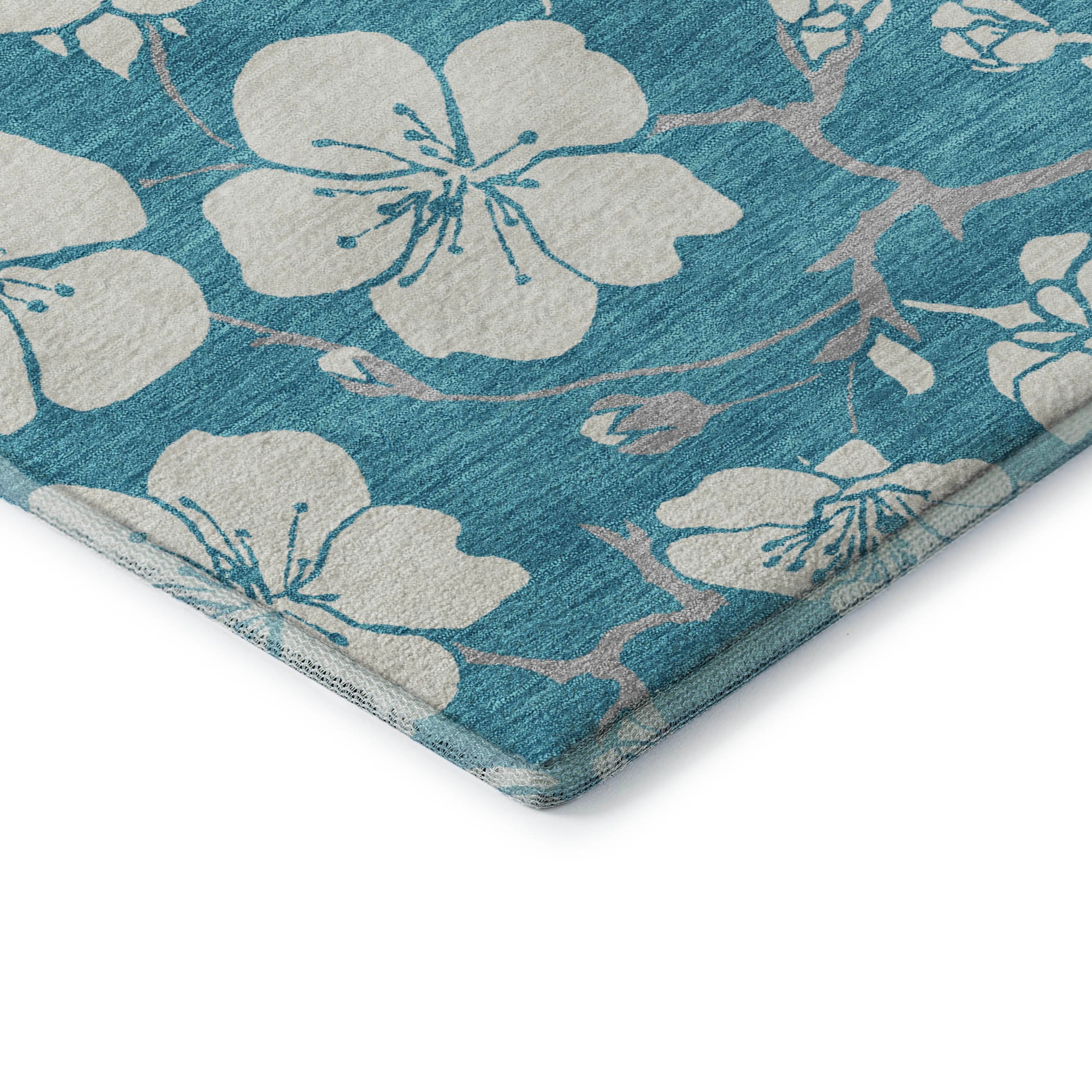 Oaxaca Machine Washable Transitional Turquoise Teal Rug 1'8" x 2'6" #shape_Rectangle