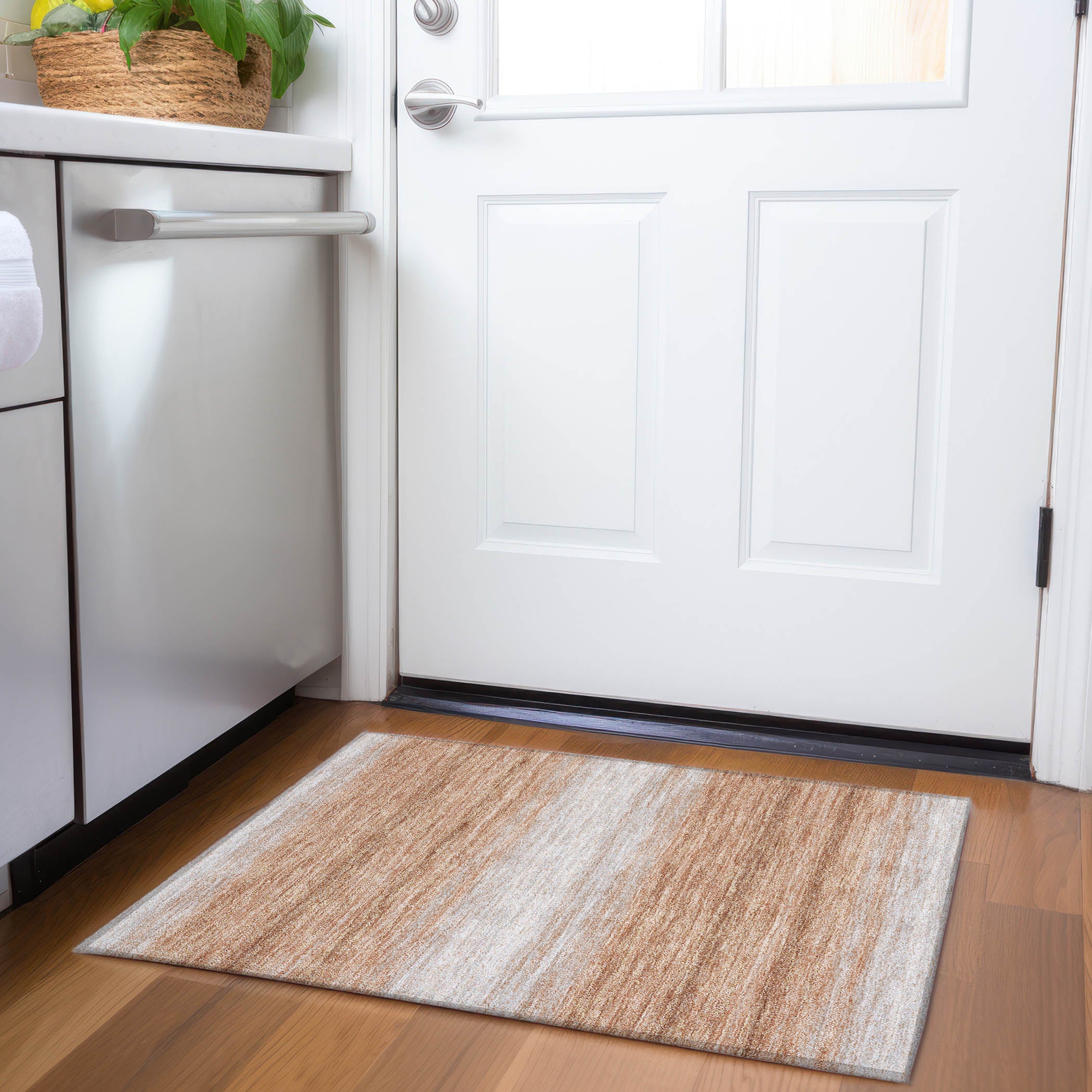 Tallinn Machine Washable Transitional Copper Orange Rug 1'8" x 2'6" #shape_Rectangle
