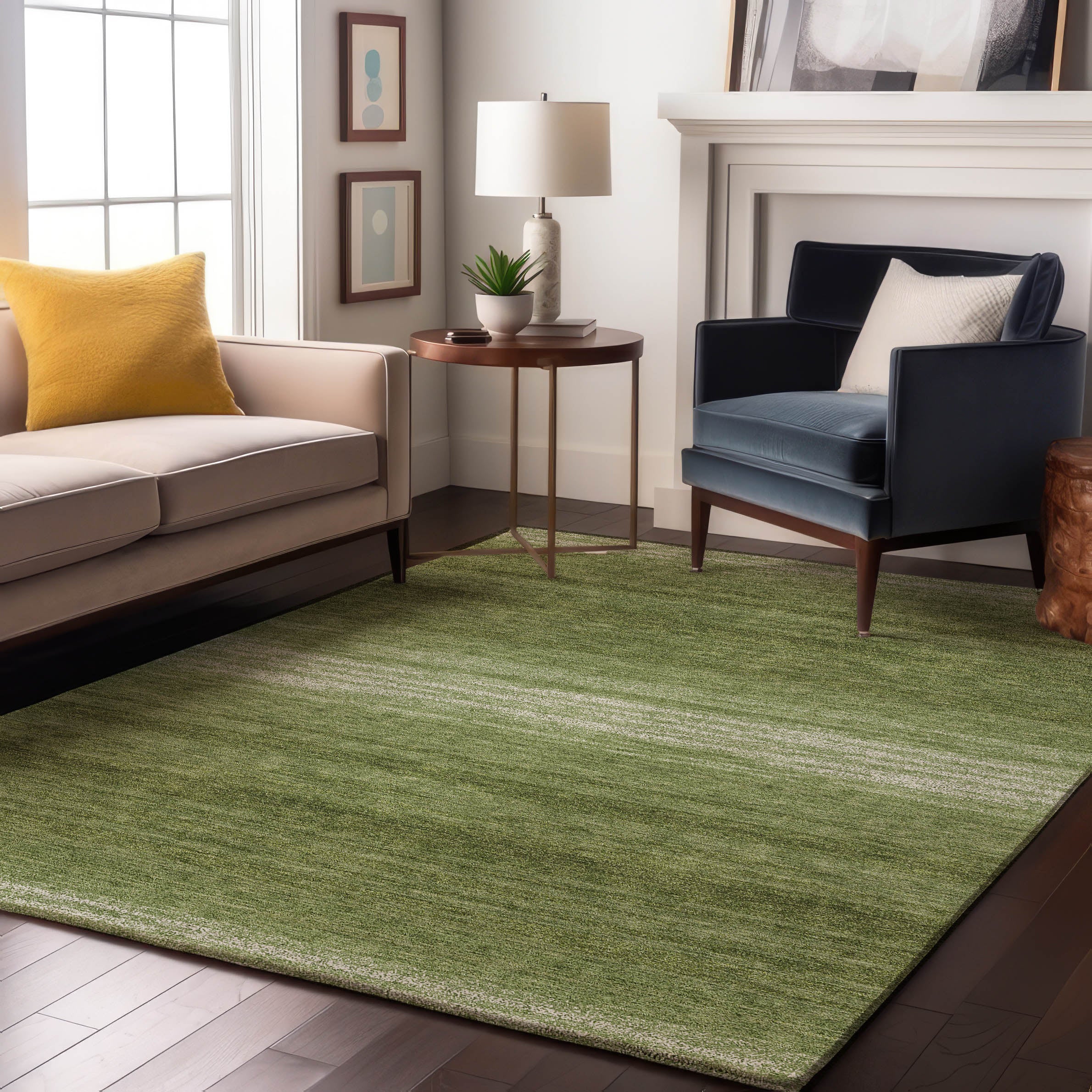 Tallinn Machine Washable Transitional Green Rug 2'6" x 3'10" #shape_Rectangle