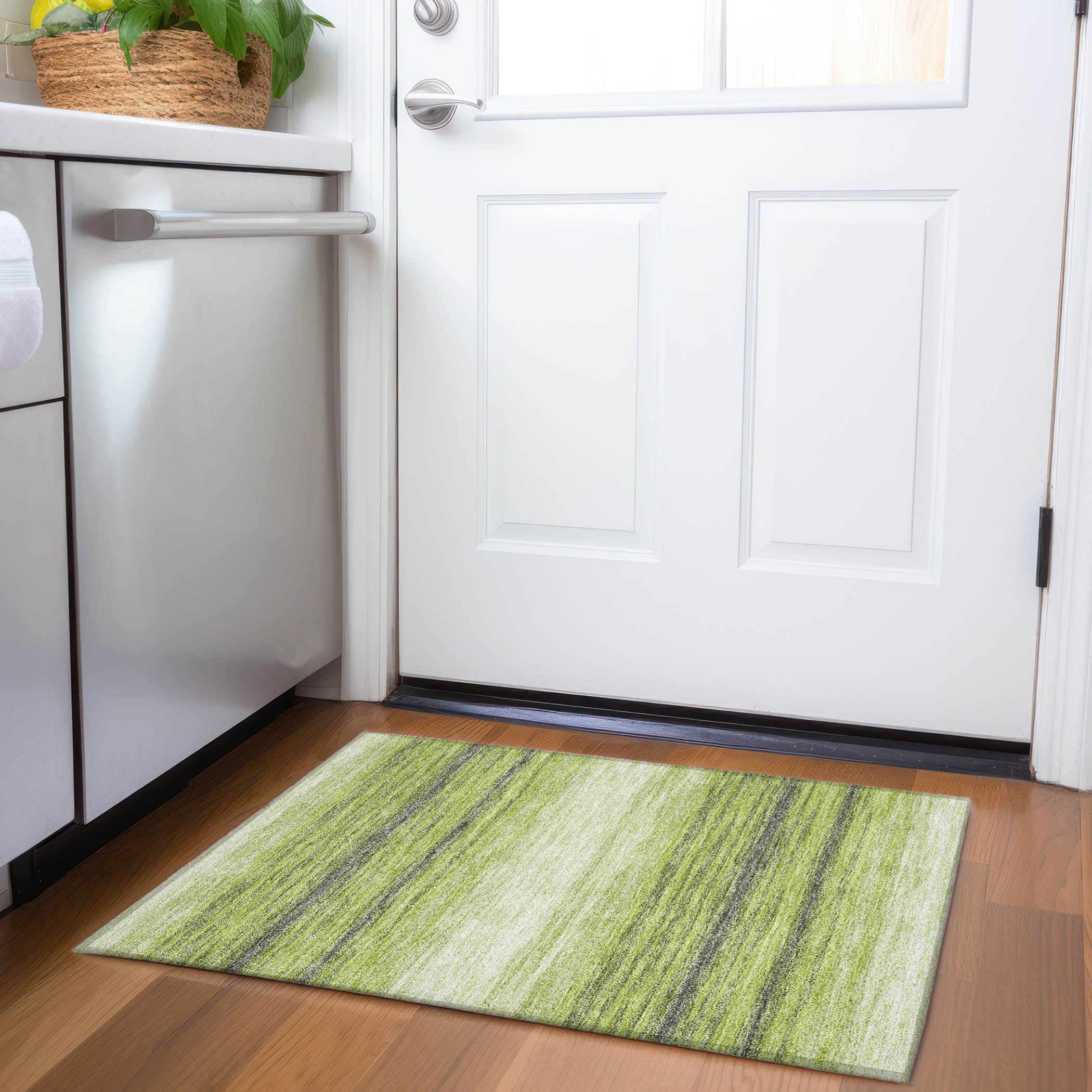 Tallinn Machine Washable Transitional Lime Green Rug 1'8" x 2'6" #shape_Rectangle