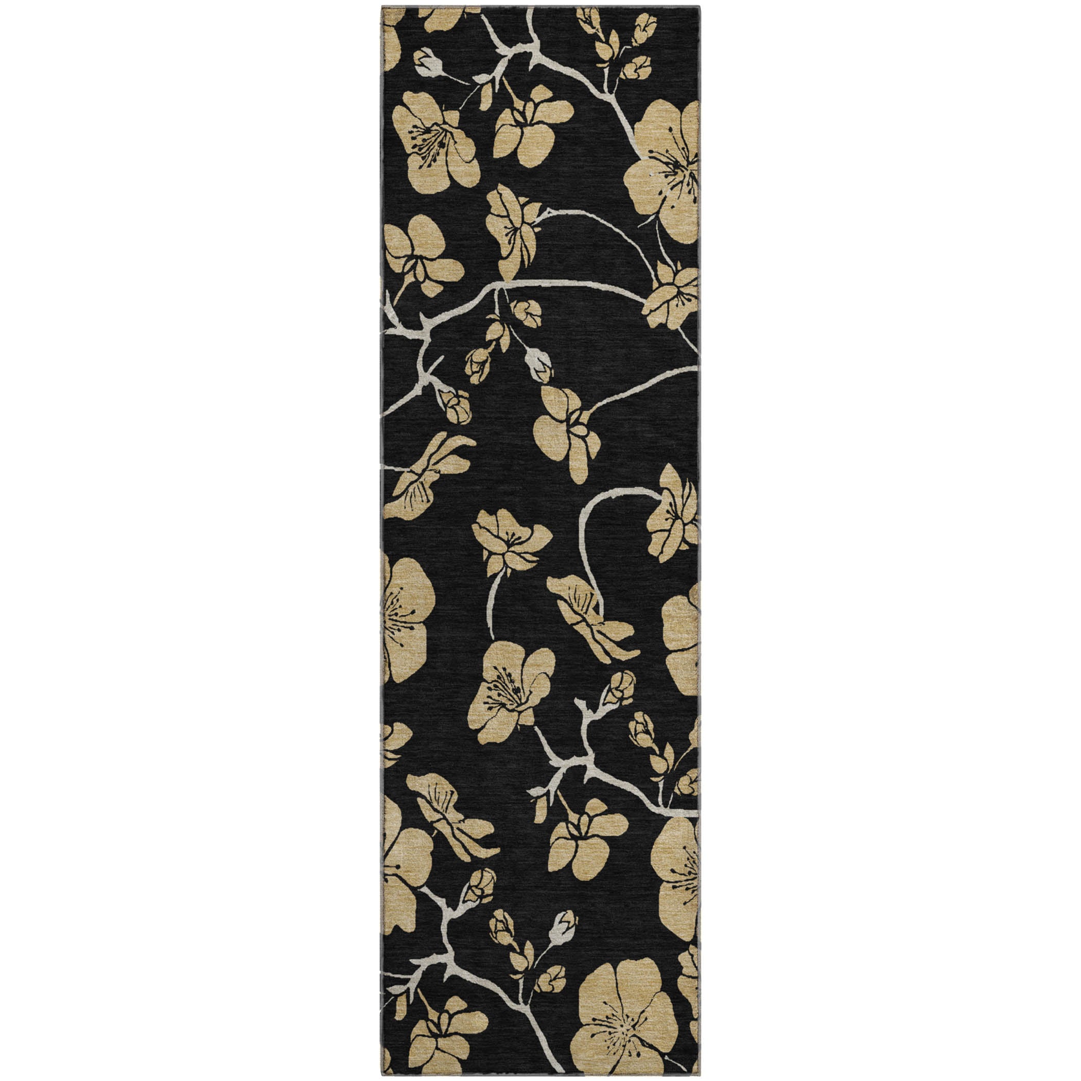 Chiang Mai Machine Washable Transitional Black Rug 2'3" x 7'6" #shape_Runner