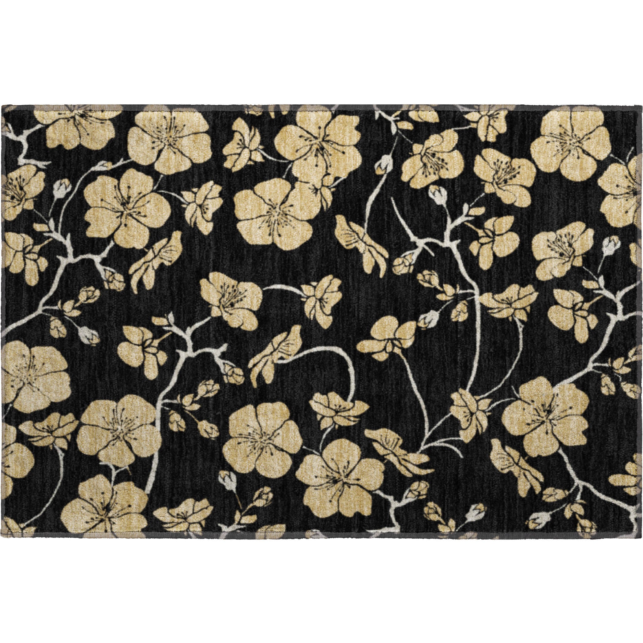 Chiang Mai Machine Washable Transitional Black Rug 1'8" x 2'6" #shape_Rectangle