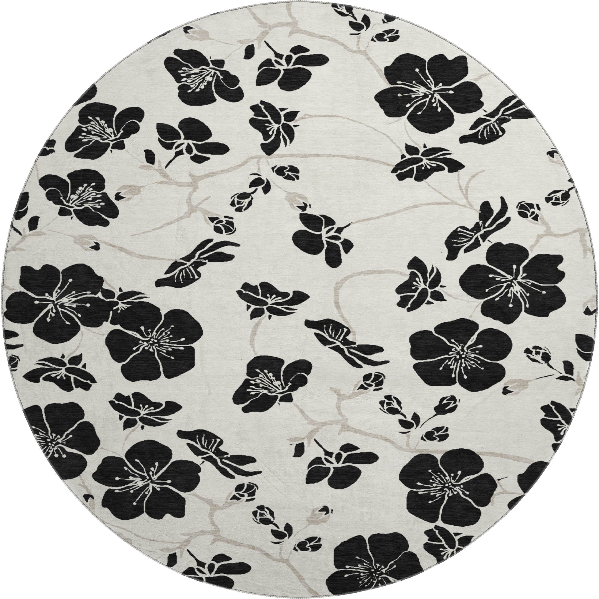 Chiang Mai Machine Washable Transitional Ivory Rug 8' x 8' #shape_Round