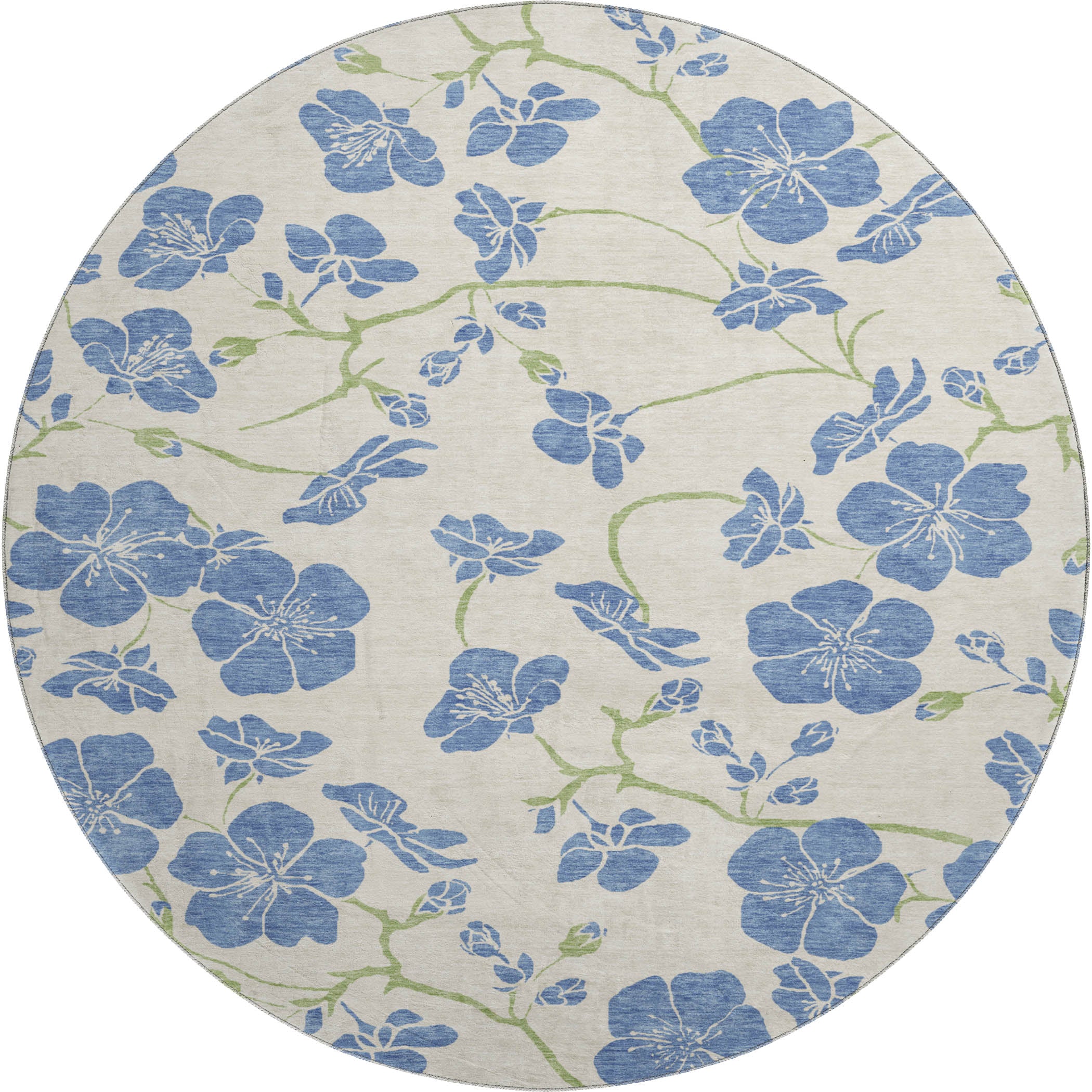 Chiang Mai Machine Washable Transitional Linen Ivory Rug 8' x 8' #shape_Round