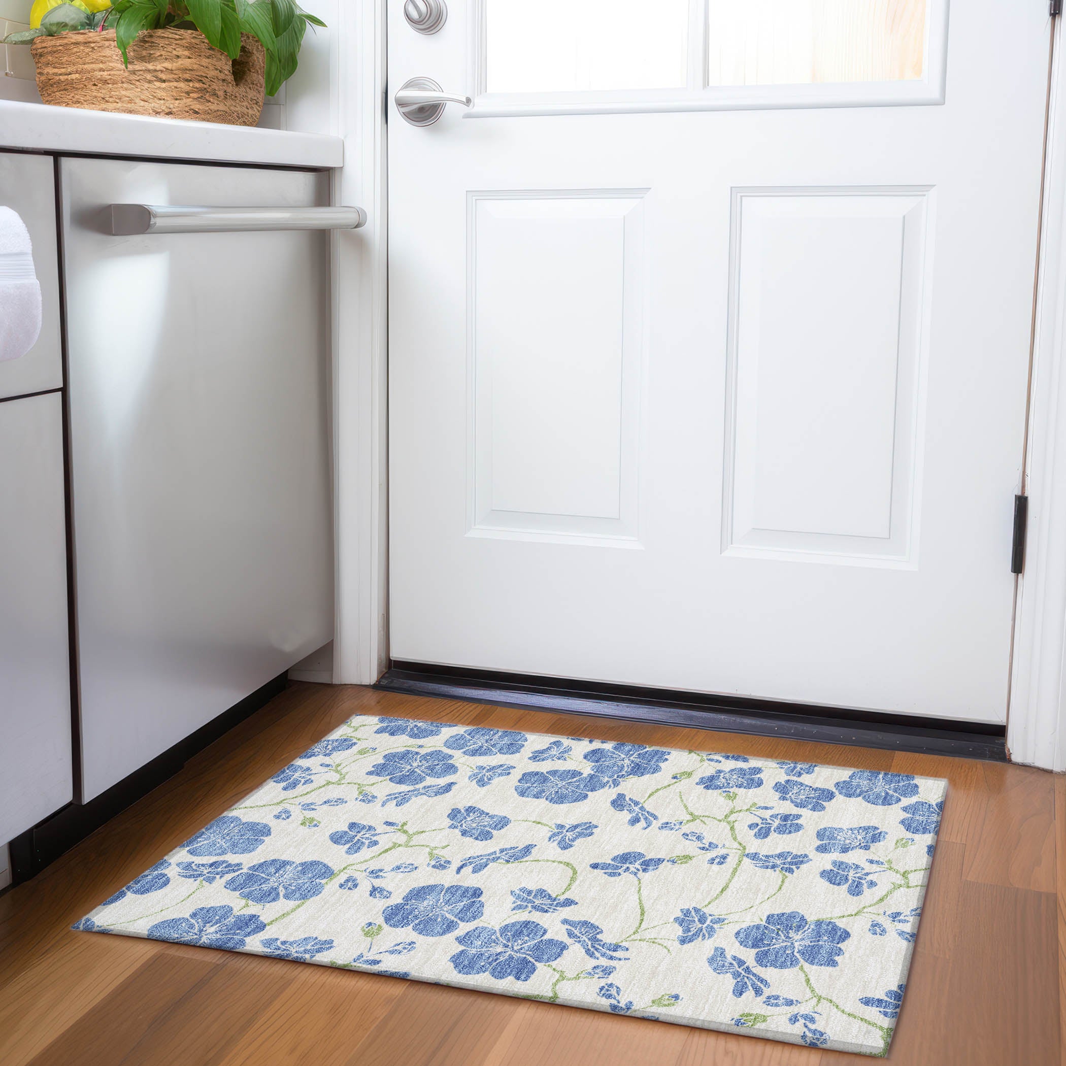 Chiang Mai Machine Washable Transitional Linen Ivory Rug 1'8" x 2'6" #shape_Rectangle