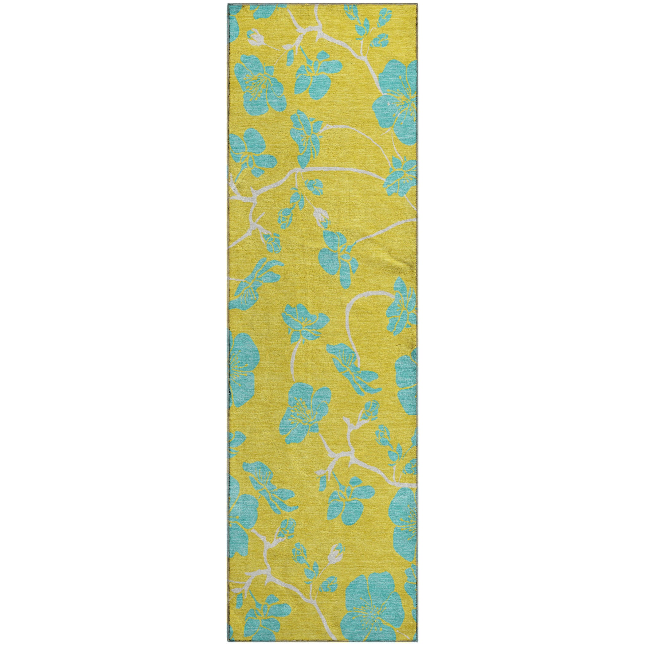 Chiang Mai Machine Washable Transitional Yellow Gold Rug 2'3" x 7'6" #shape_Runner
