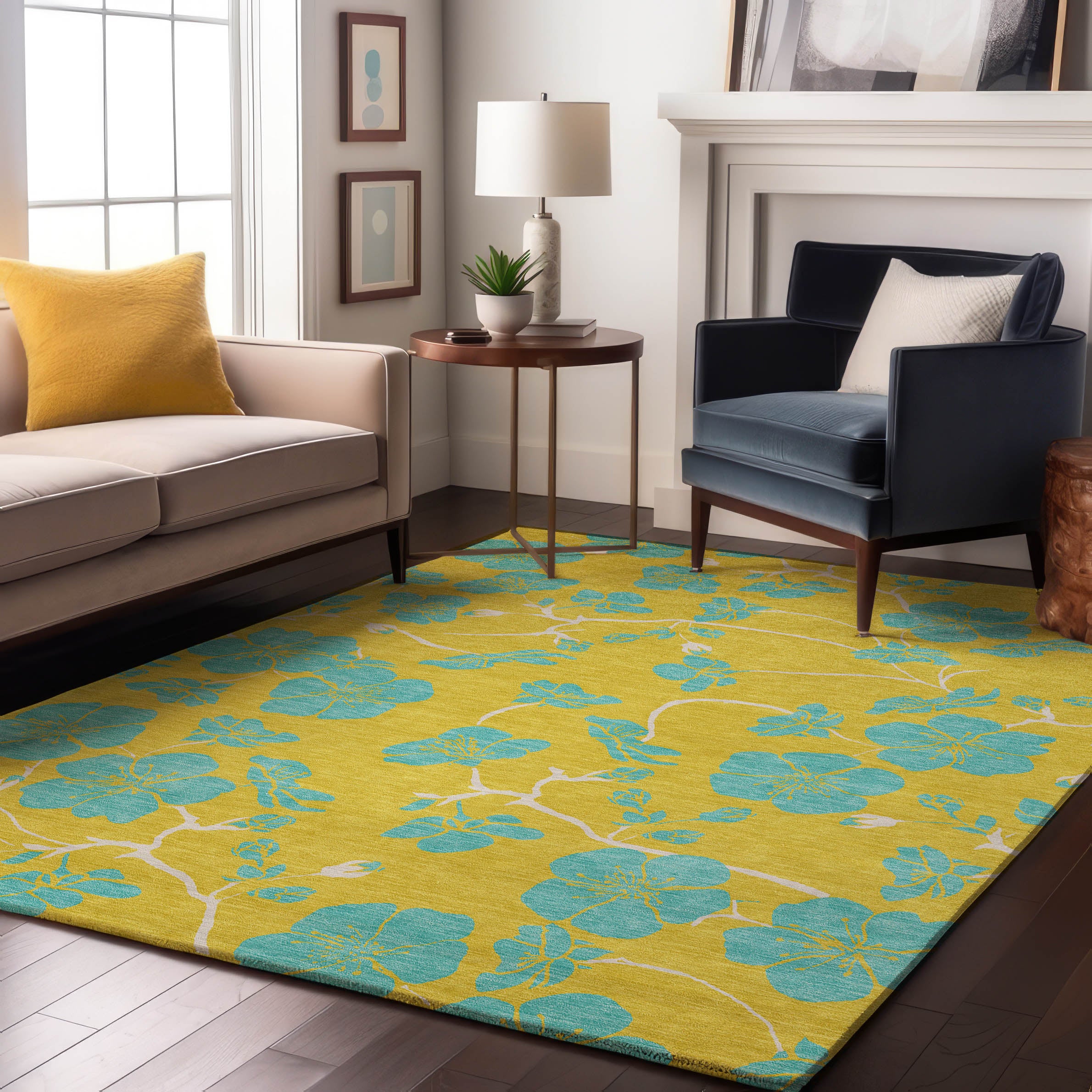 Chiang Mai Machine Washable Transitional Yellow Gold Rug 2'6" x 3'10" #shape_Rectangle