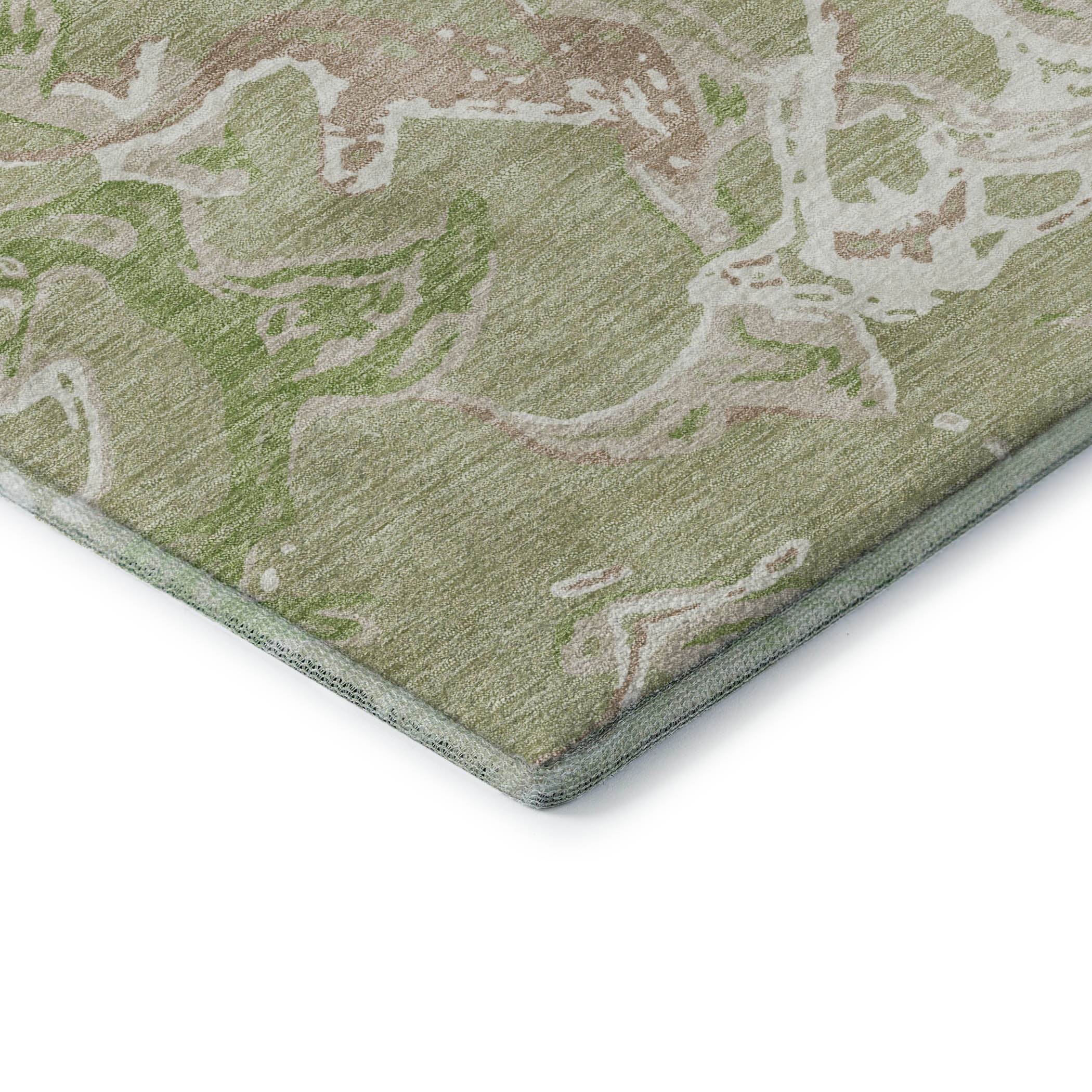 Tbilisi Machine Washable Transitional Aloe Green Rug 1'8" x 2'6" #shape_Rectangle