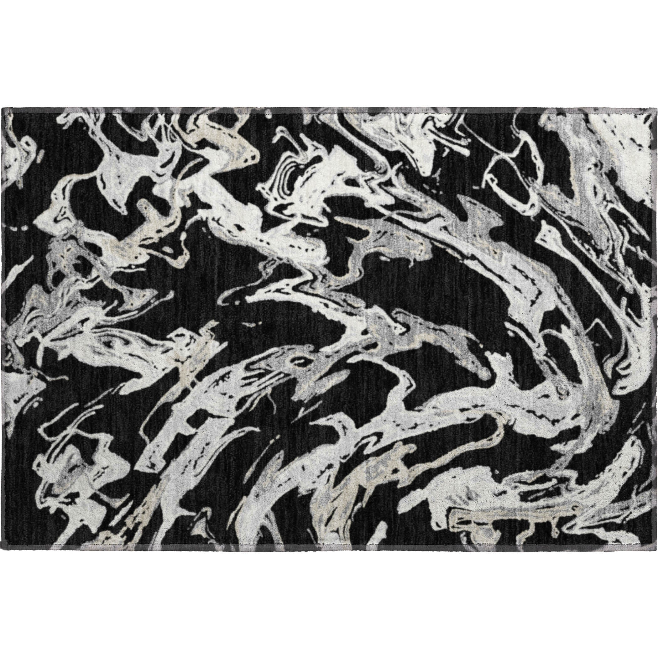Tbilisi Machine Washable Transitional Black Rug 1'8" x 2'6" #shape_Rectangle