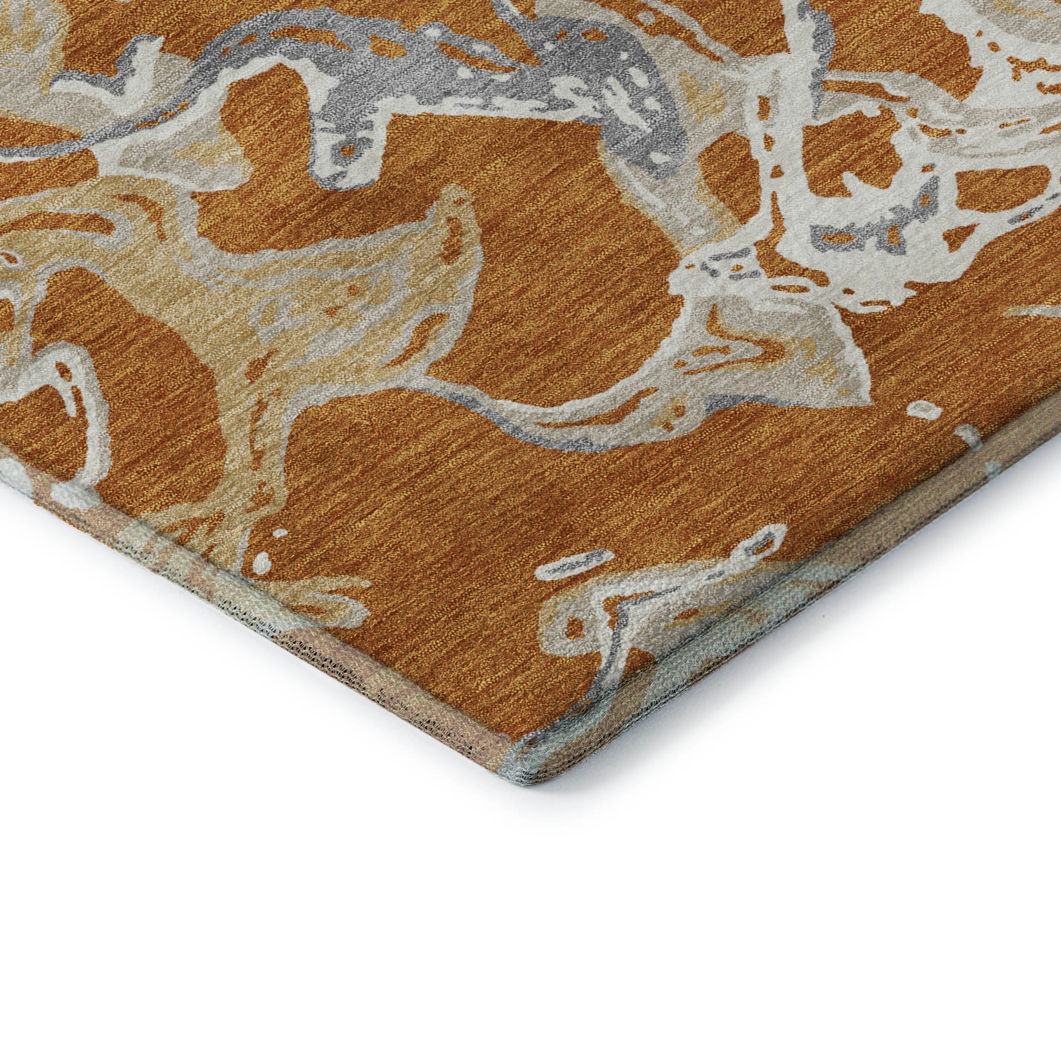 Tbilisi Machine Washable Transitional Copper Orange Rug 1'8" x 2'6" #shape_Rectangle