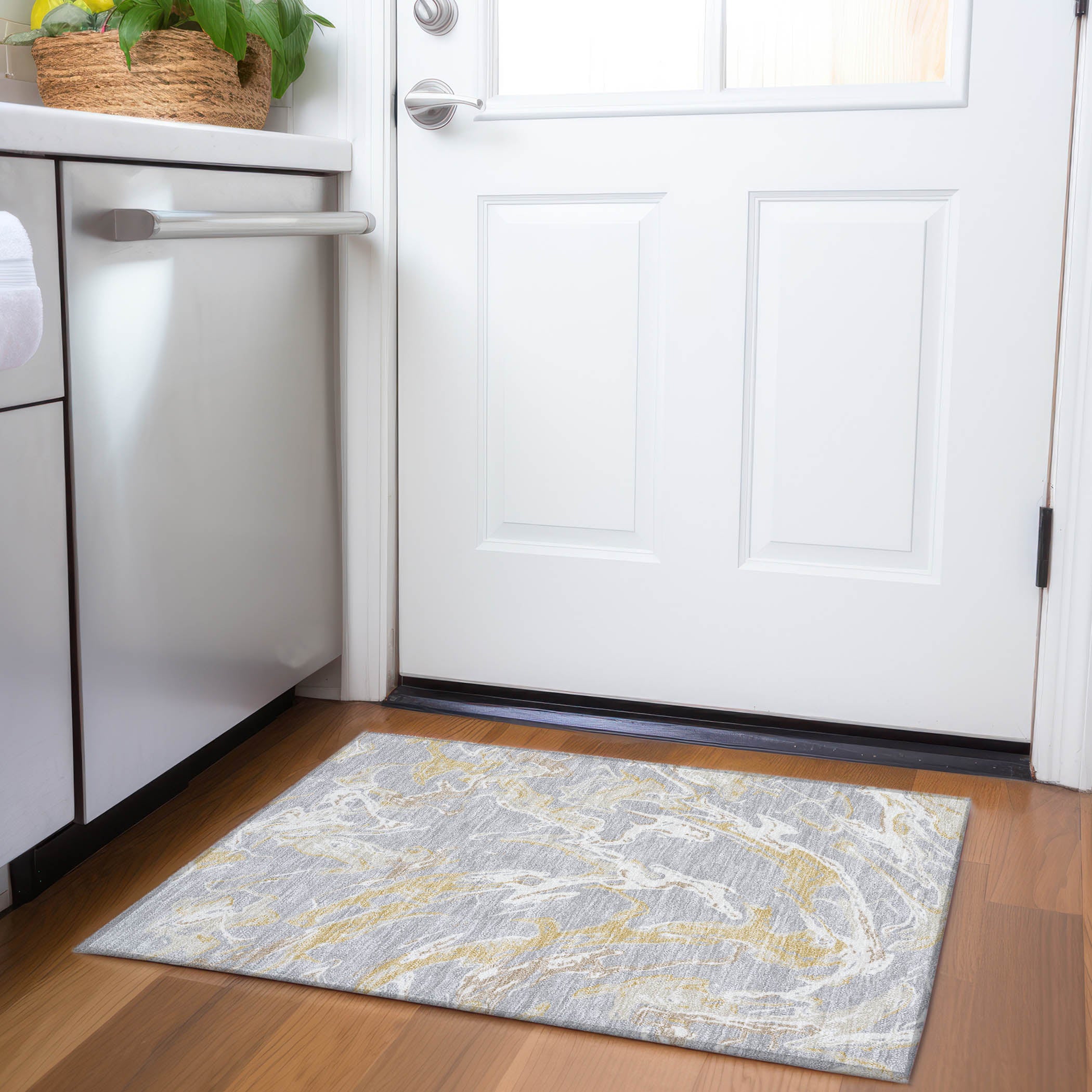 Tbilisi Machine Washable Transitional Gray Rug 1'8" x 2'6" #shape_Rectangle