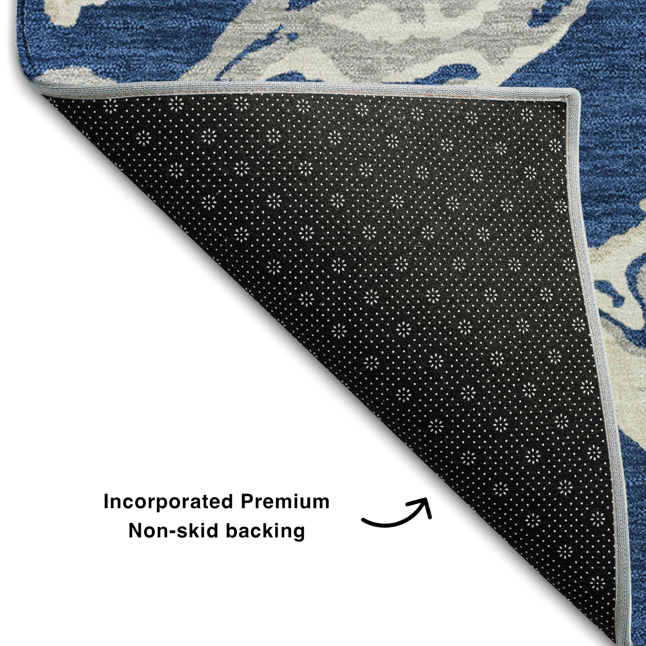 Tbilisi Machine Washable Transitional Navy Blue Rug 1'8" x 2'6" #shape_Rectangle