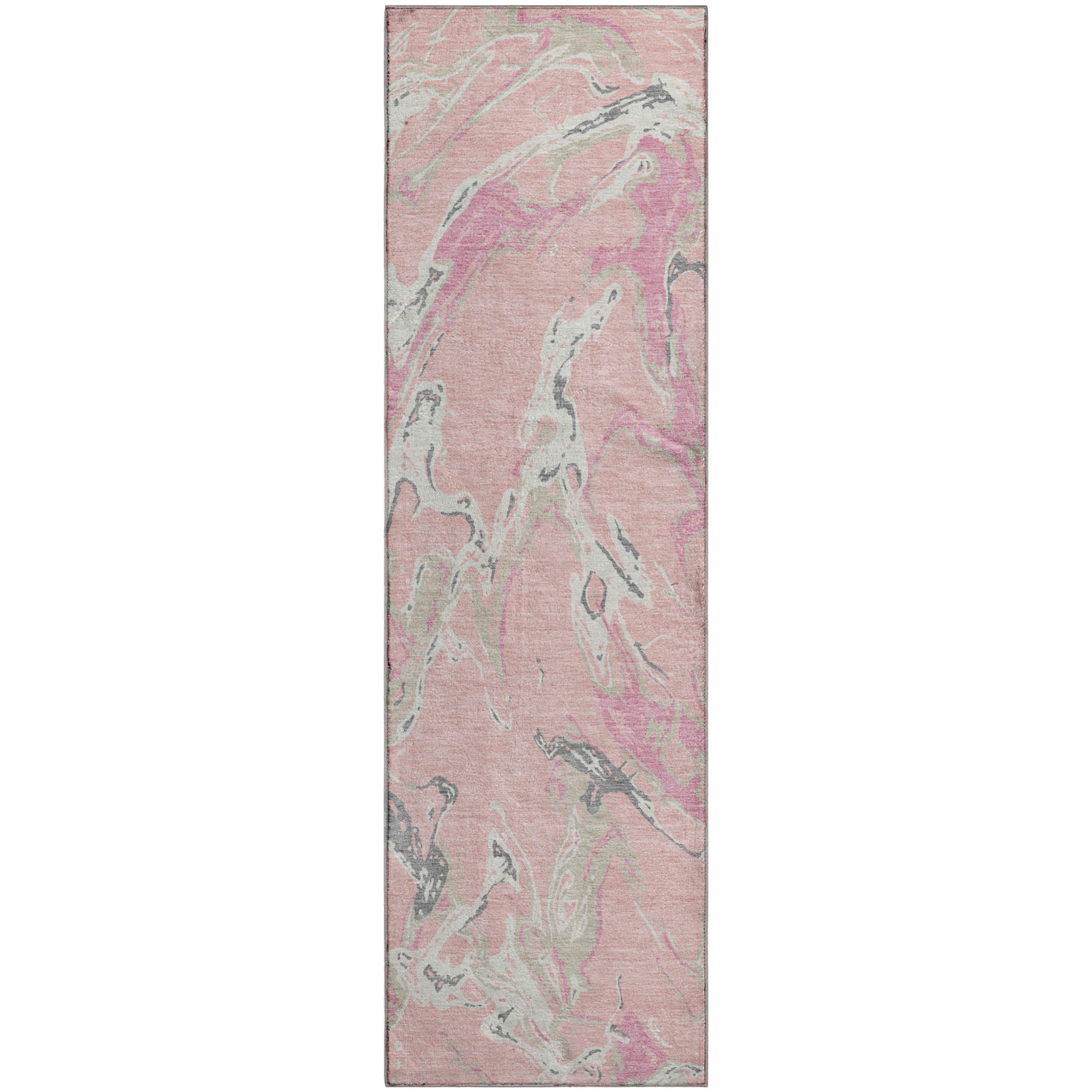 Tbilisi Machine Washable Transitional Pink Rug 2'3" x 7'6" #shape_Runner