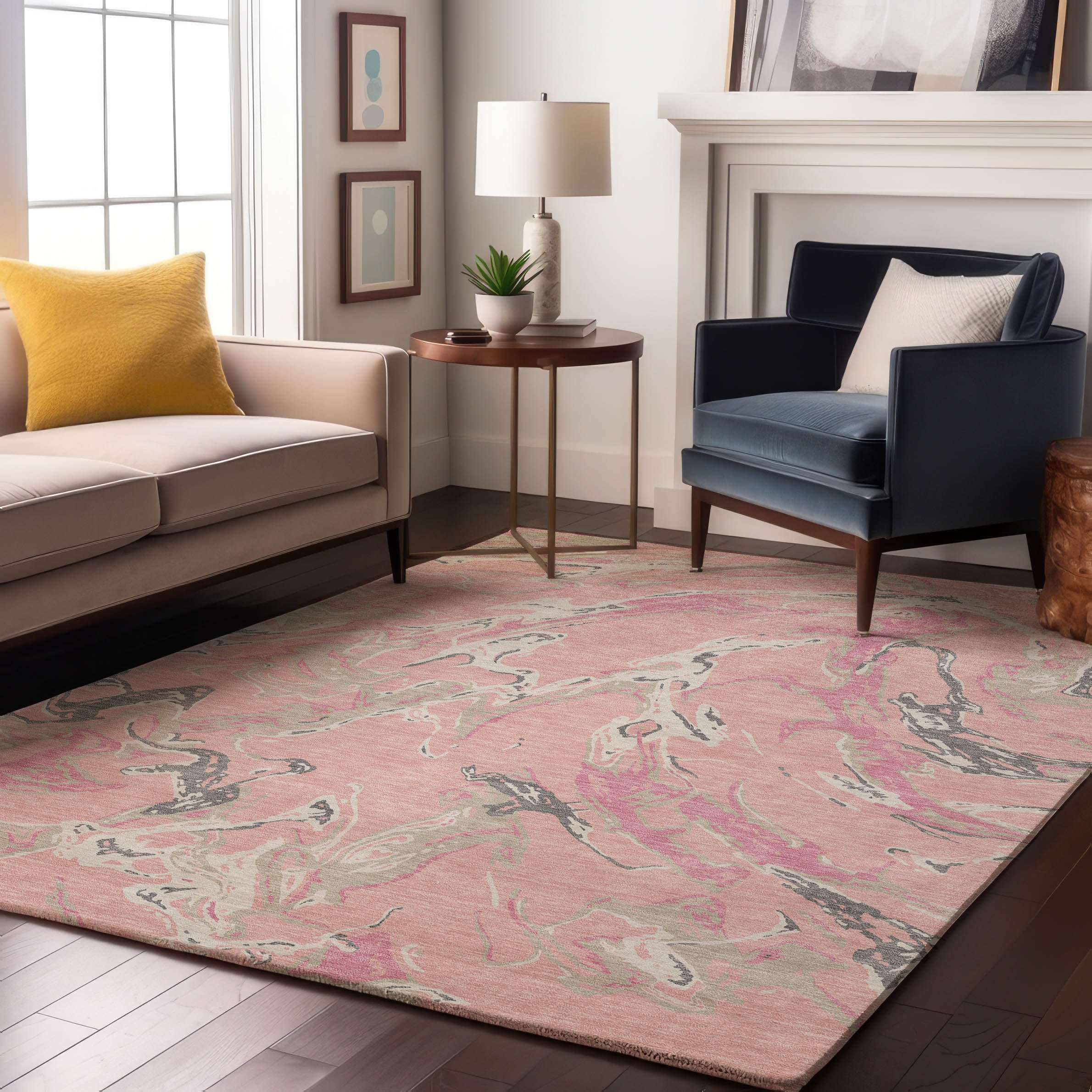 Tbilisi Machine Washable Transitional Pink Rug 2'6" x 3'10" #shape_Rectangle
