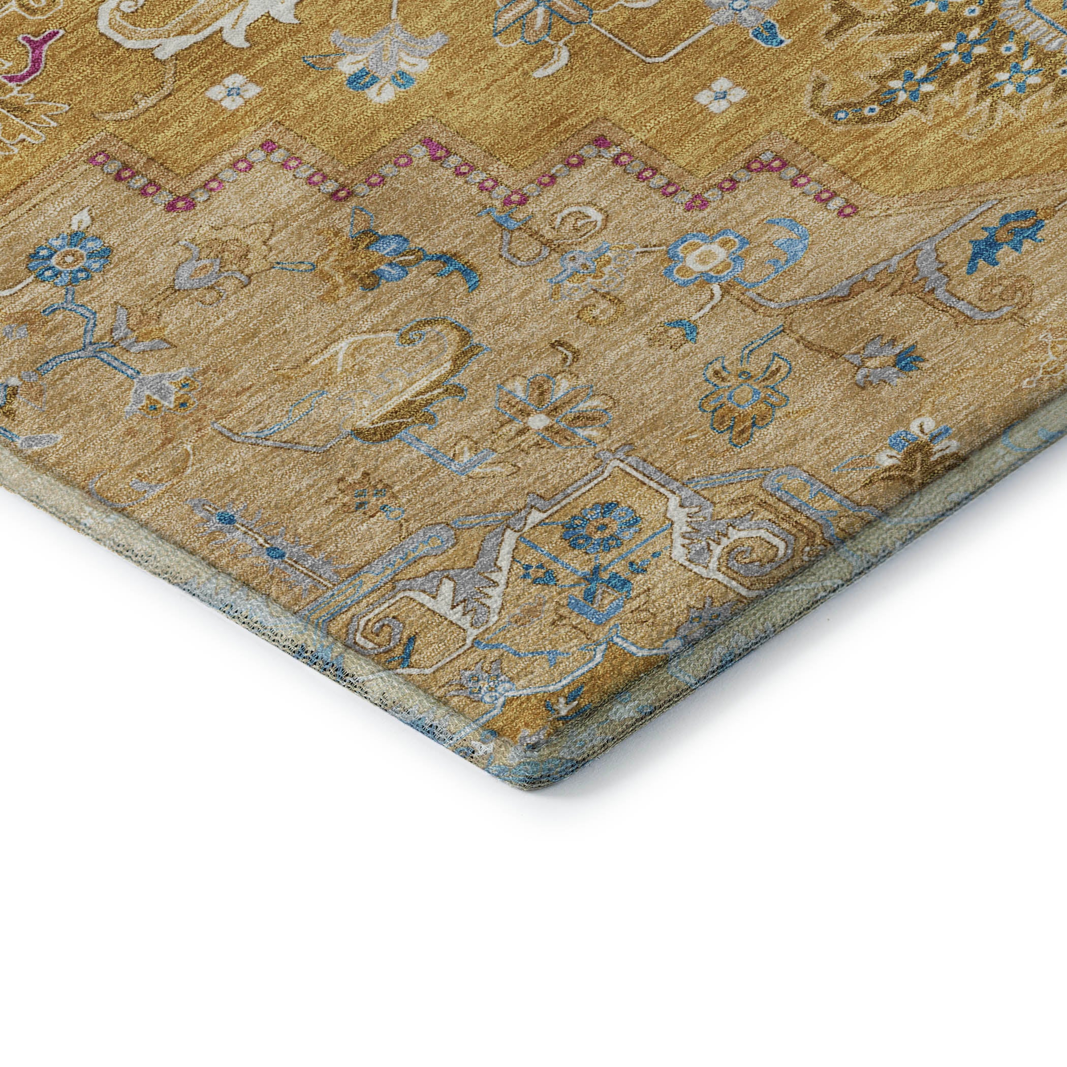 Kathmandu Machine Washable Traditional Gold Rug 1'8" x 2'6" #shape_Rectangle