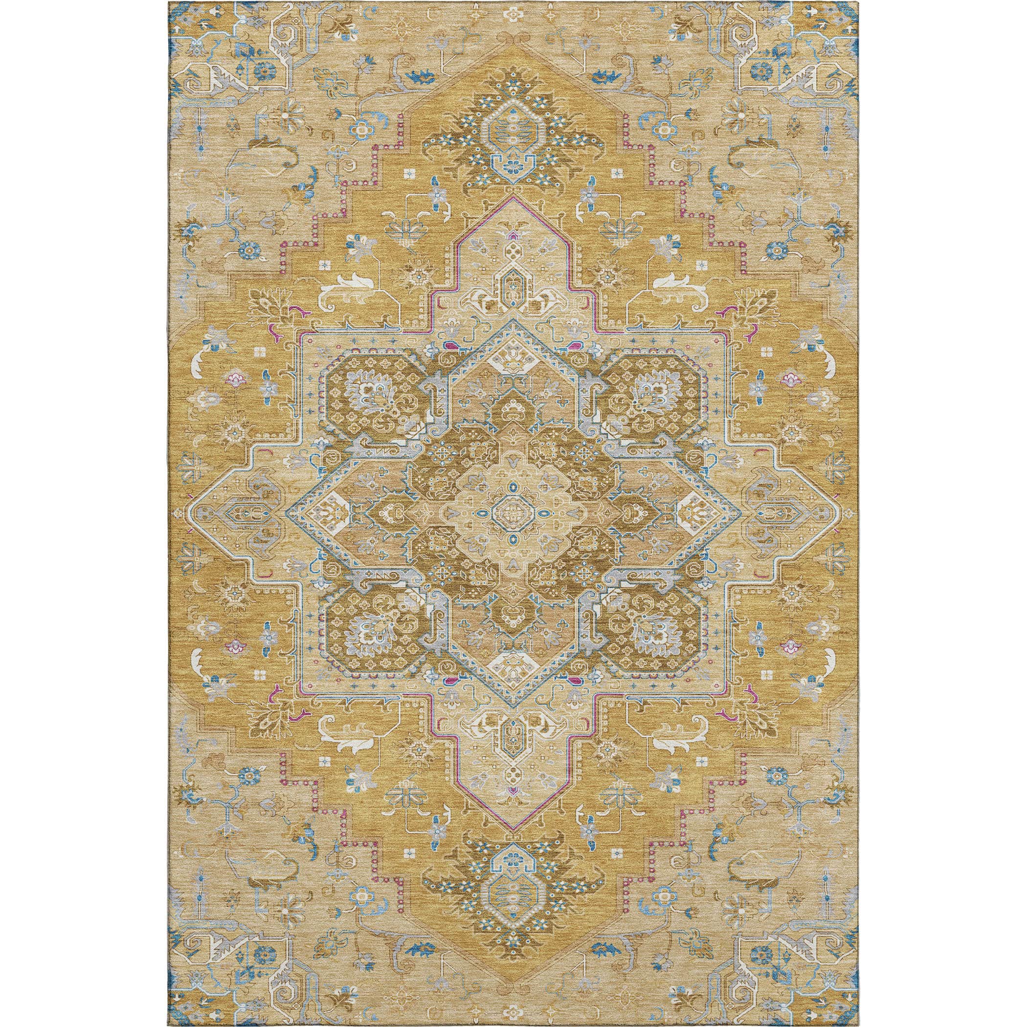 Kathmandu Machine Washable Traditional Gold Rug 2'6" x 3'10" #shape_Rectangle