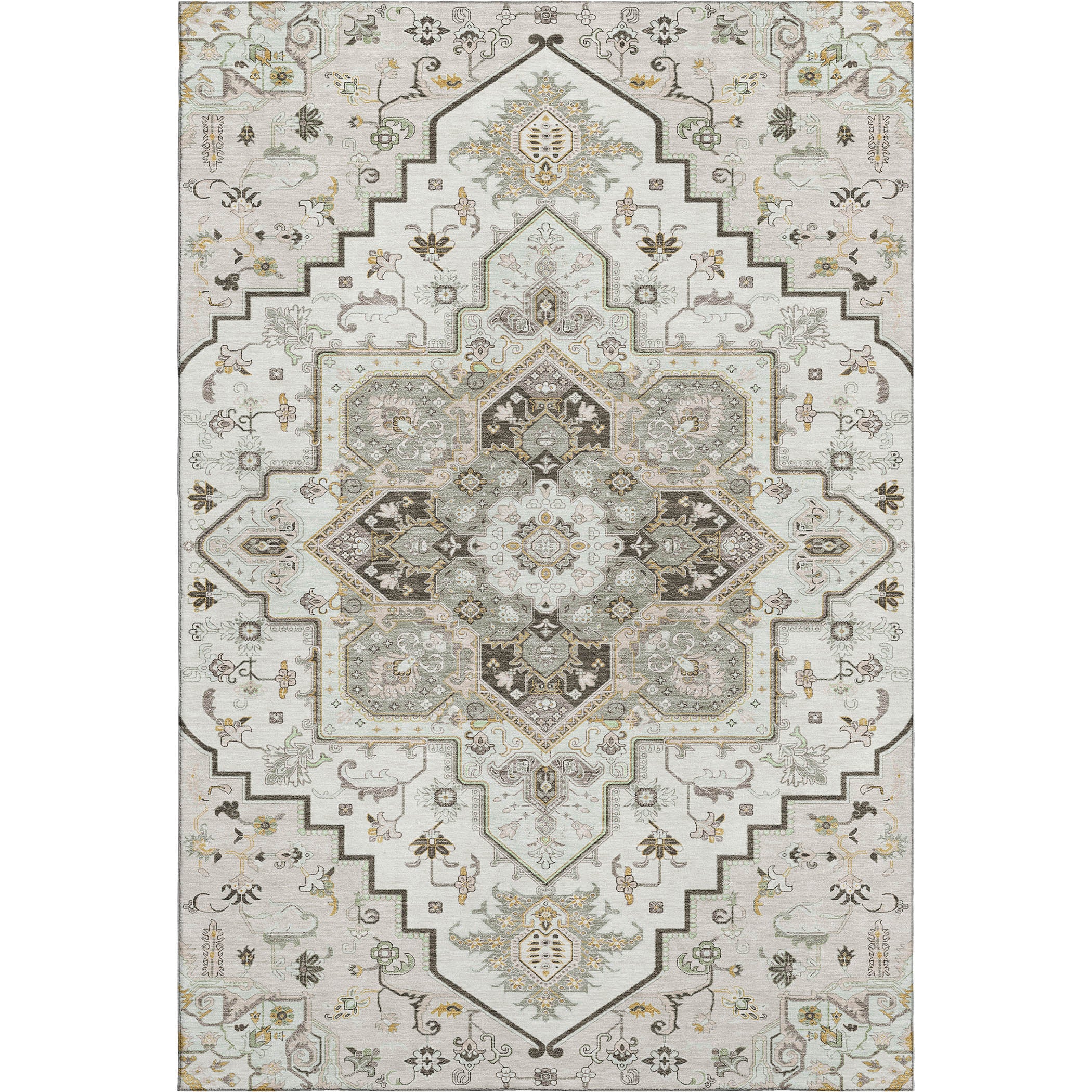 Kathmandu Machine Washable Traditional Ivory Rug 2'6" x 3'10" #shape_Rectangle
