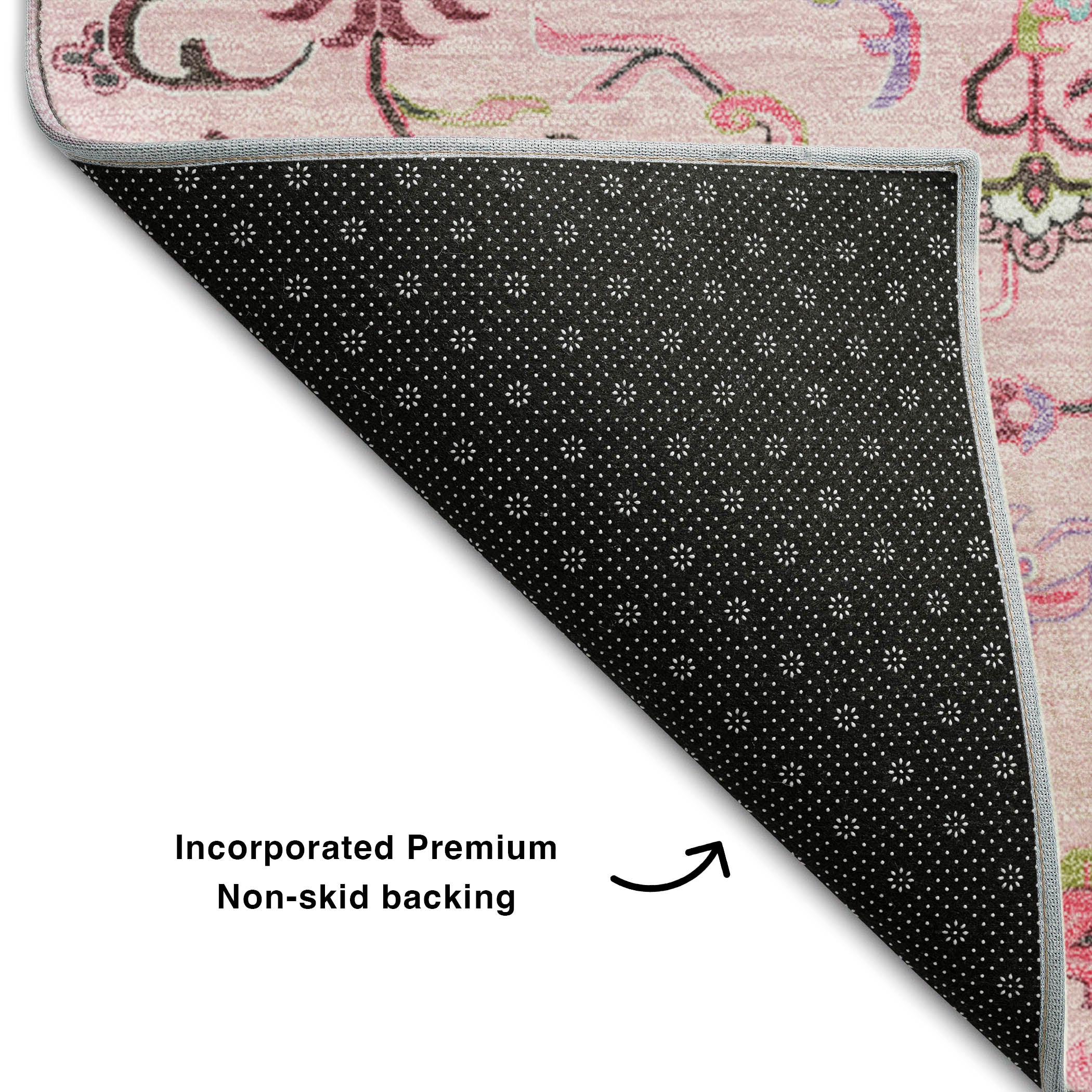 Kathmandu Machine Washable Traditional Pink Rug 1'8" x 2'6" #shape_Rectangle