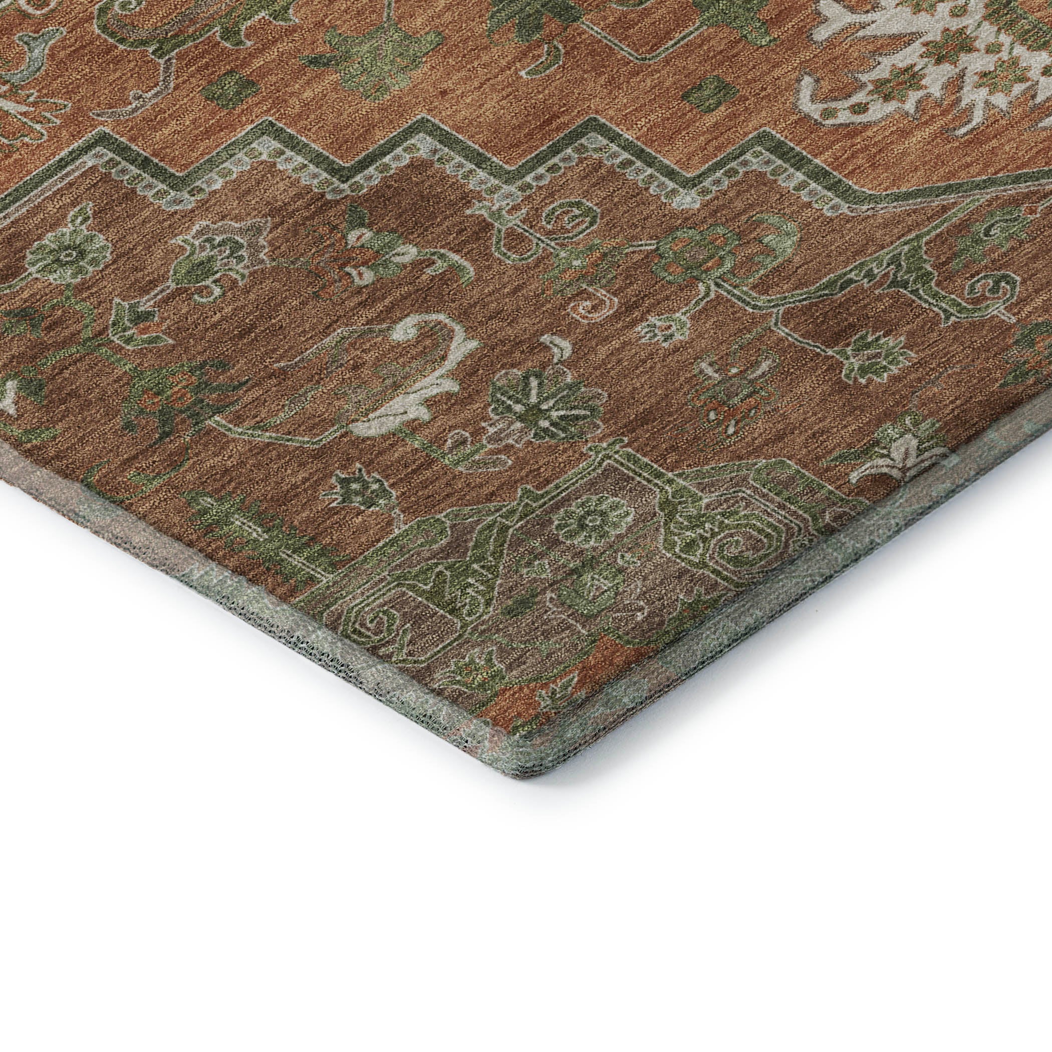 Kathmandu Machine Washable Traditional Rust Orange Rug 1'8" x 2'6" #shape_Rectangle