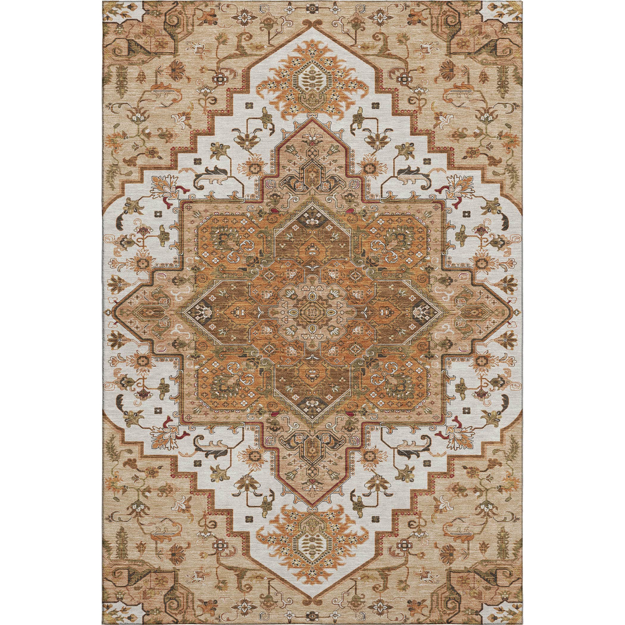 Kathmandu Machine Washable Traditional Terracotta Orange Rug 2'6" x 3'10" #shape_Rectangle