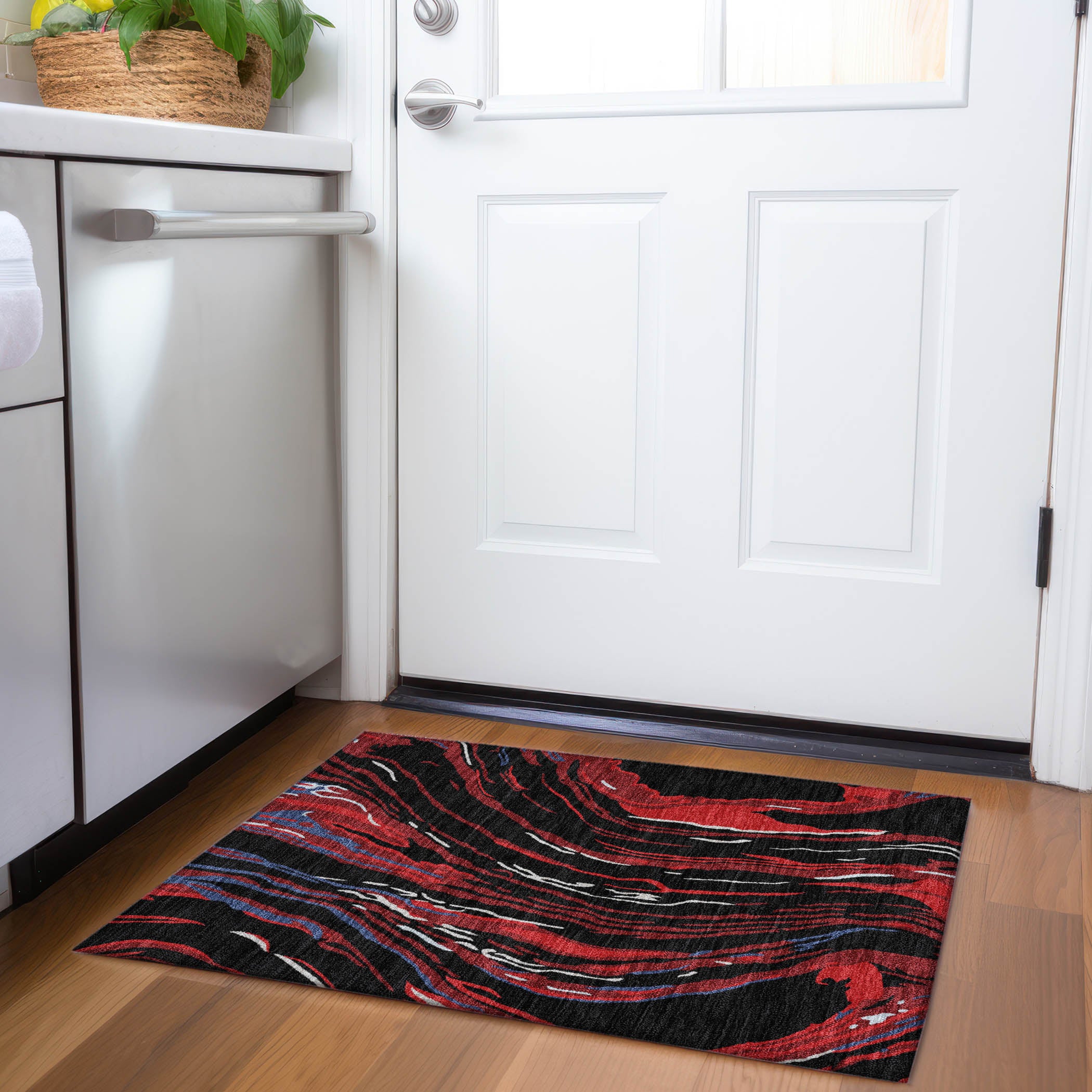 Bogota Machine Washable Transitional Black Rug 1'8" x 2'6" #shape_Rectangle