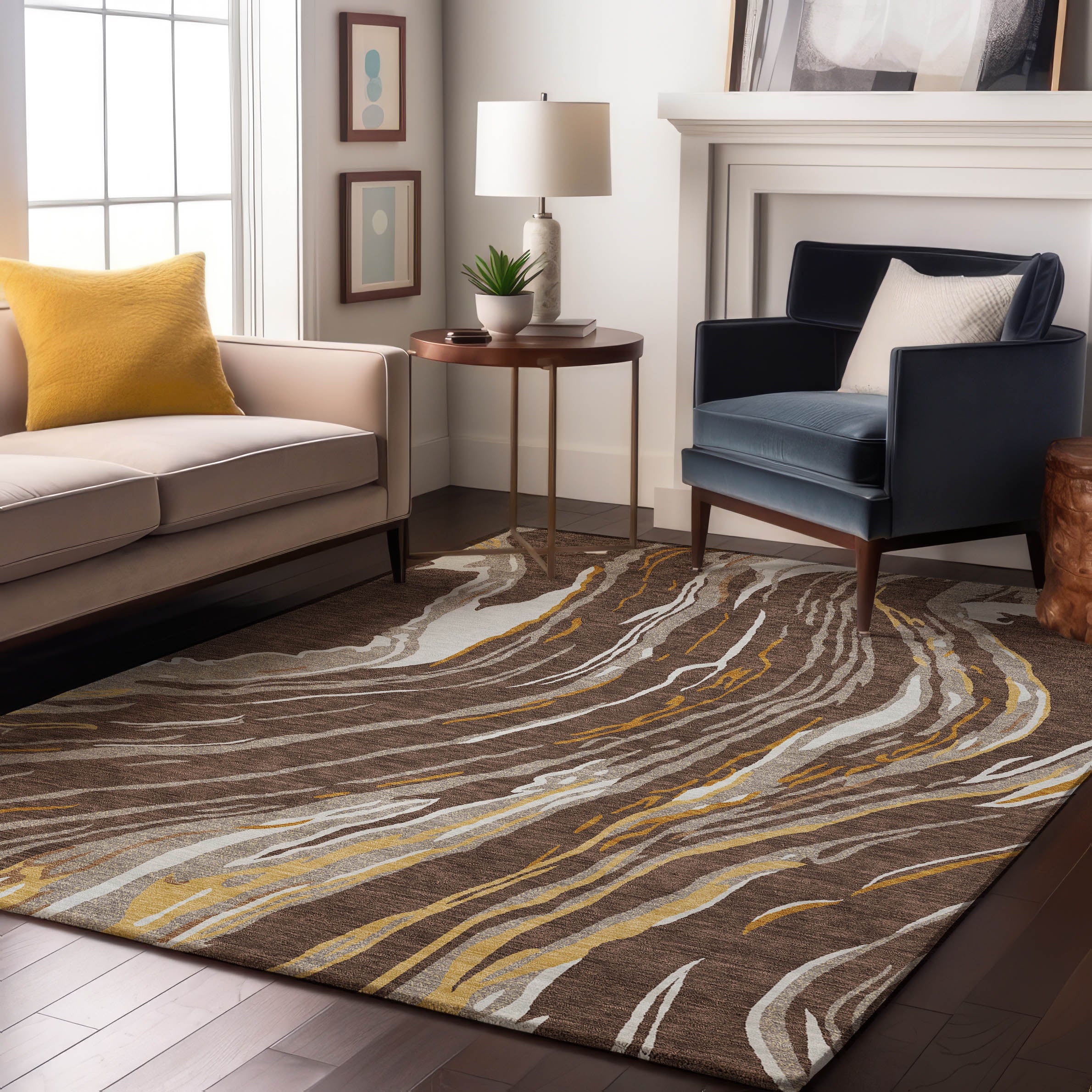 Bogota Machine Washable Transitional Brown Rug 2'6" x 3'10" #shape_Rectangle