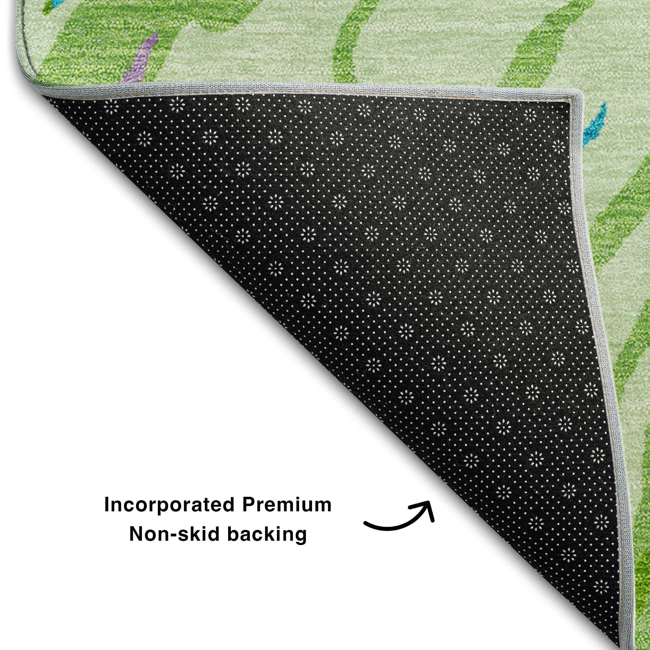 Bogota Machine Washable Transitional Green Rug 1'8" x 2'6" #shape_Rectangle