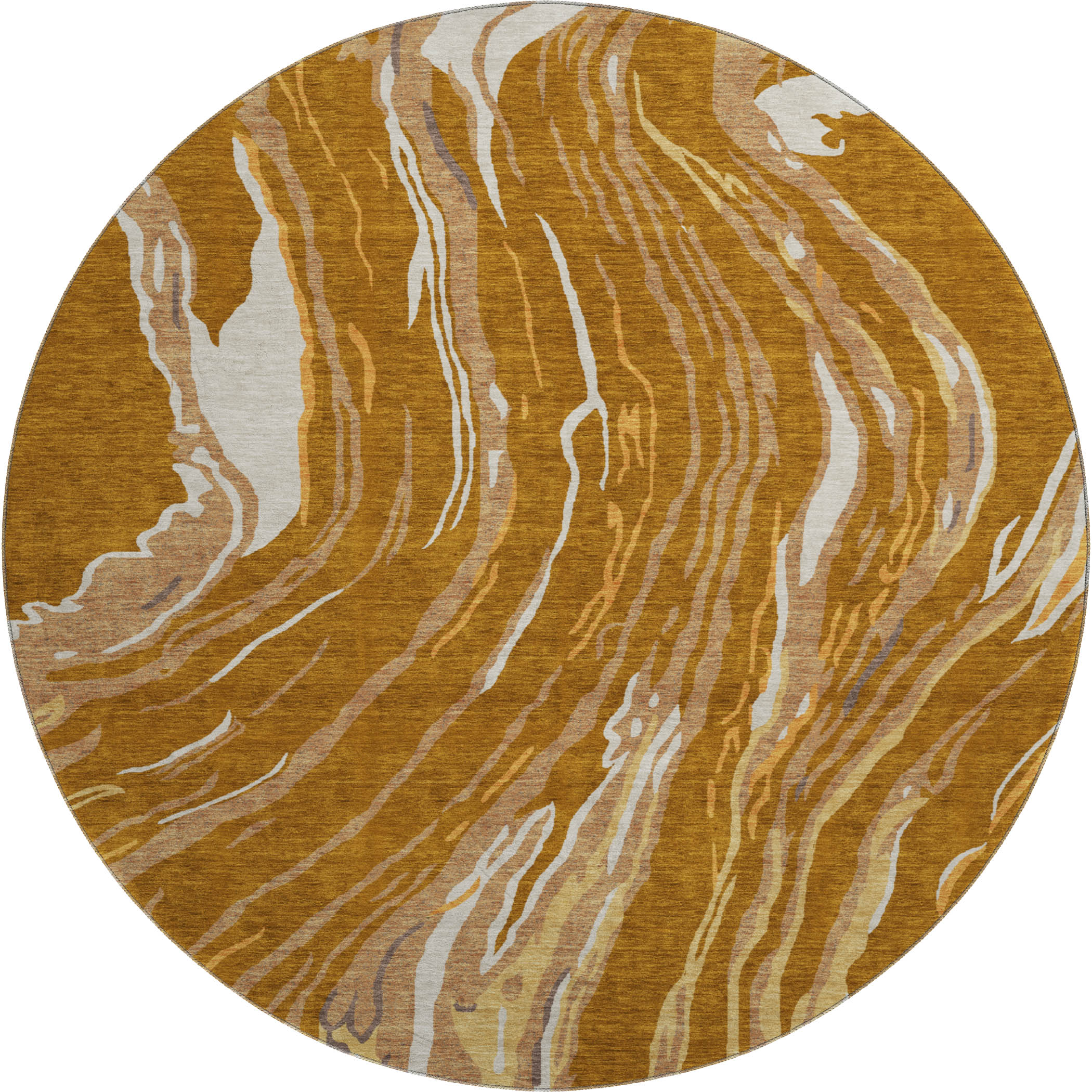 Bogota Machine Washable Transitional Paprika Orange Rug 8' x 8' #shape_Round