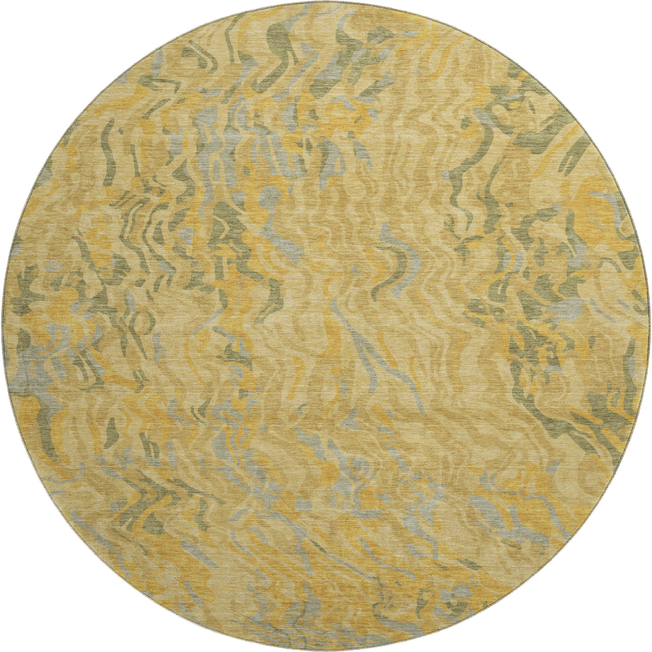Bruges Machine Washable Transitional Gold Rug 8' x 8' #shape_Round