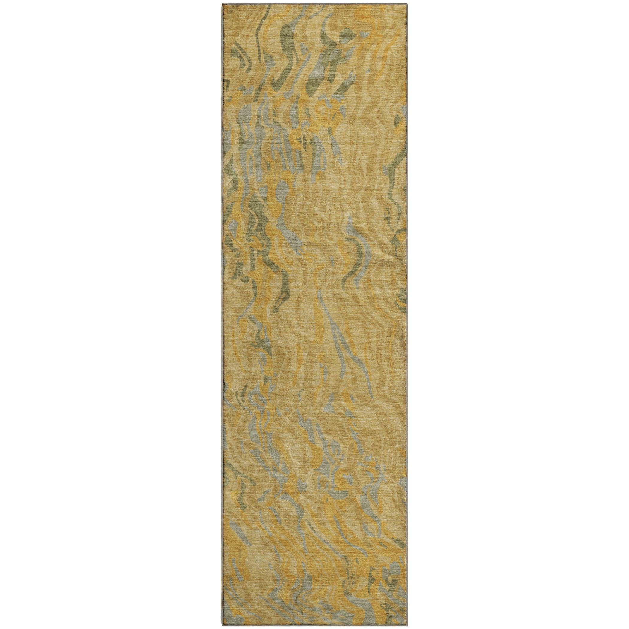Bruges Machine Washable Transitional Gold Rug 2'3" x 7'6" #shape_Runner