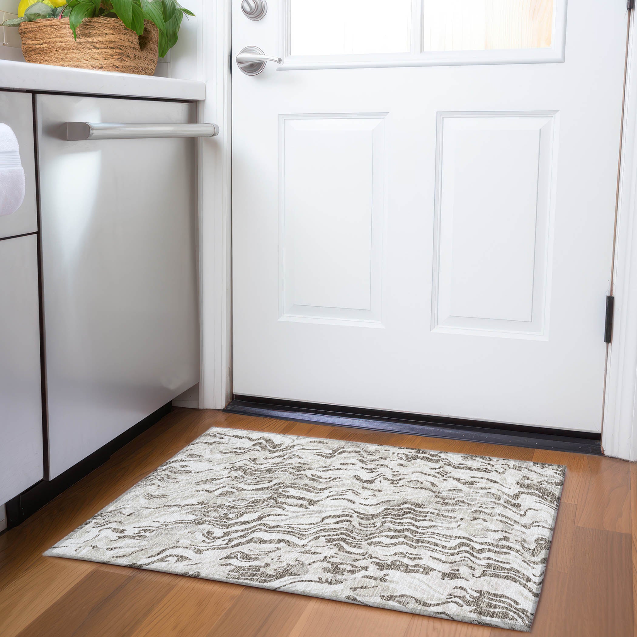 Bruges Machine Washable Transitional Ivory Rug 1'8" x 2'6" #shape_Rectangle