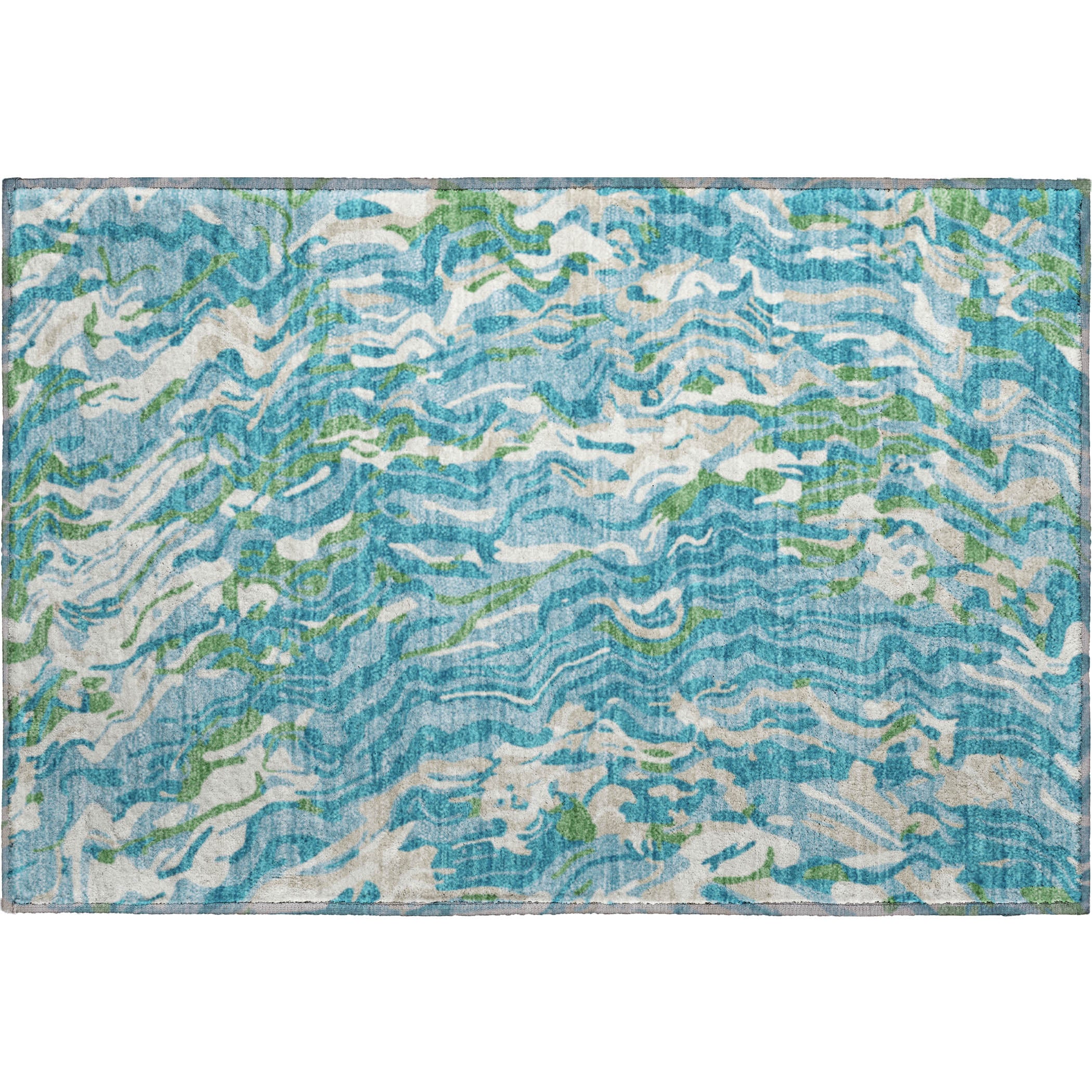 Bruges Machine Washable Transitional Teal Rug 1'8" x 2'6" #shape_Rectangle