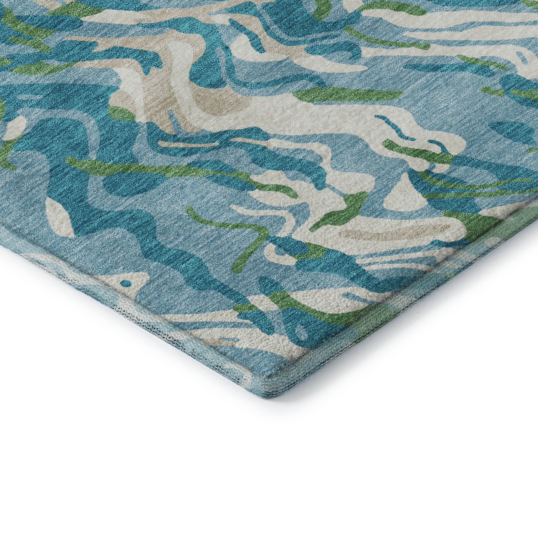 Bruges Machine Washable Transitional Teal Rug 1'8" x 2'6" #shape_Rectangle