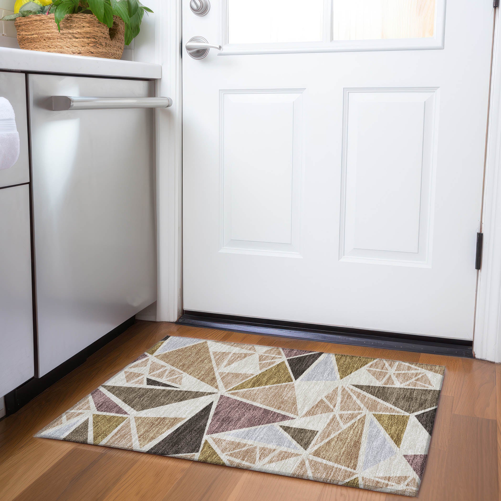 Valletta Machine Washable Transitional Beige Brown Rug 1'8" x 2'6" #shape_Rectangle