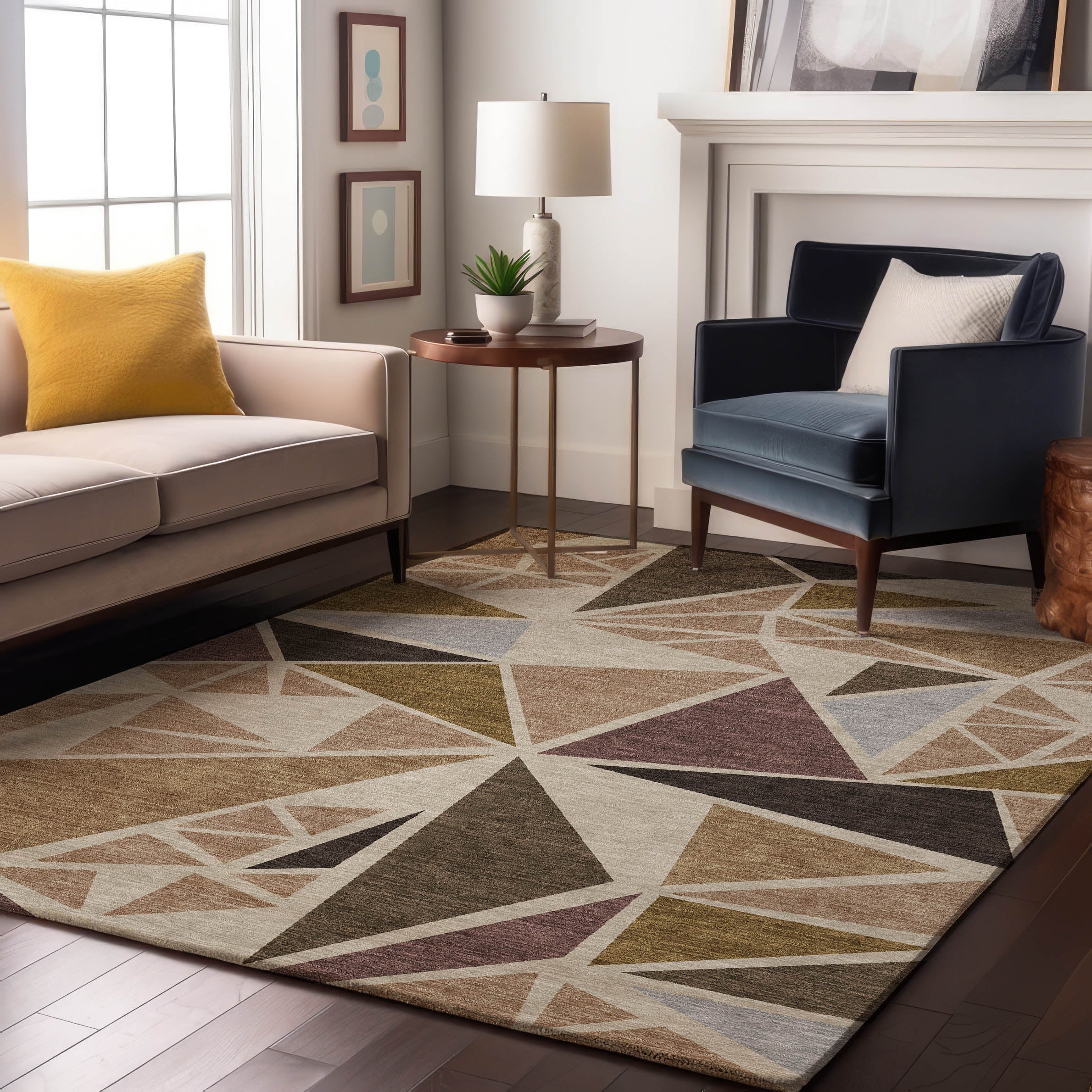Valletta Machine Washable Transitional Beige Brown Rug 2'6" x 3'10" #shape_Rectangle