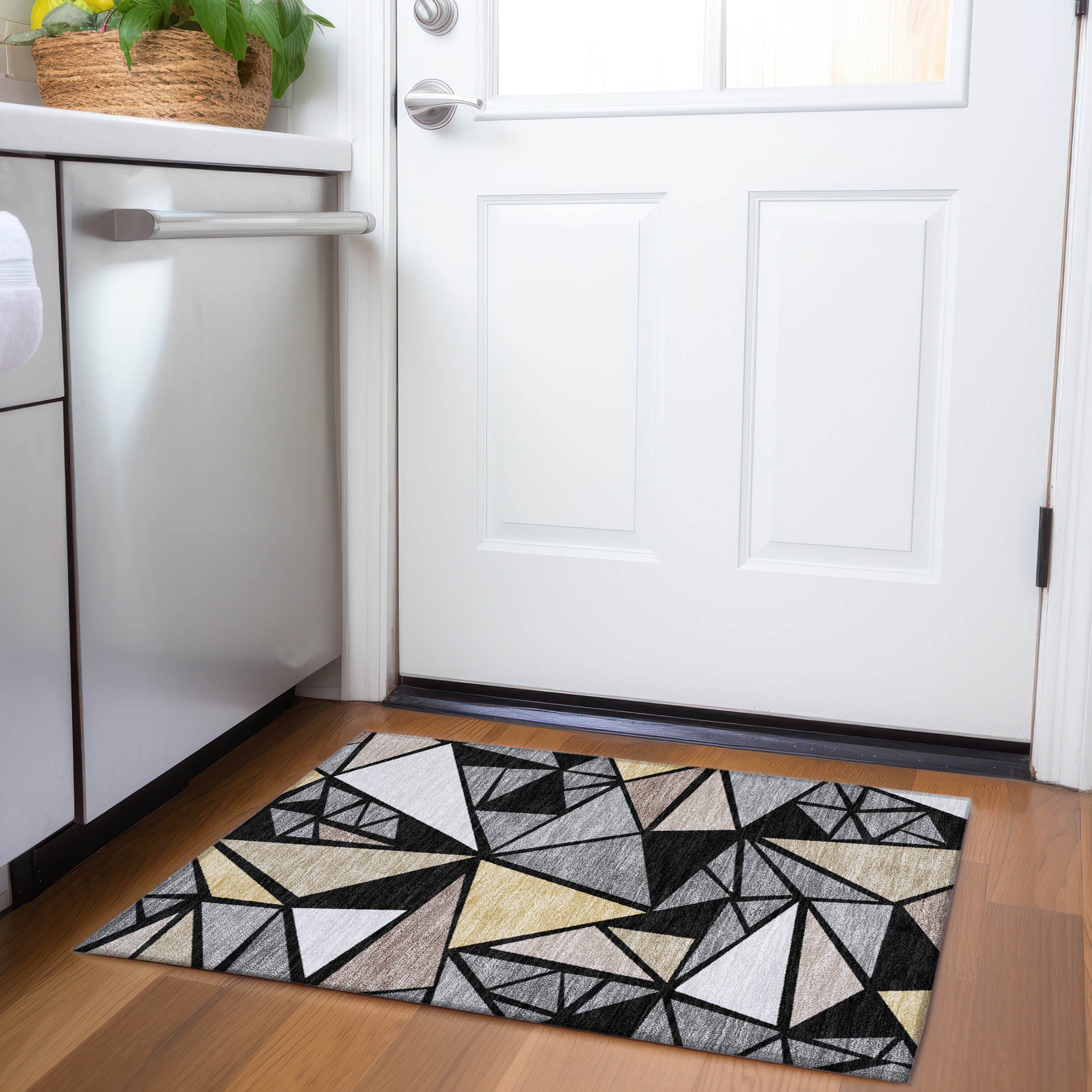Valletta Machine Washable Transitional Black Rug 1'8" x 2'6" #shape_Rectangle