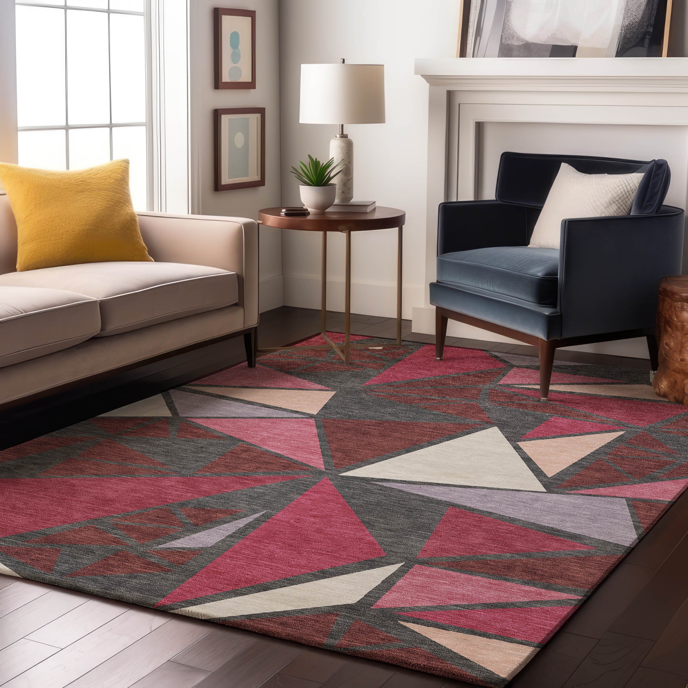 Valletta Machine Washable Transitional Burgundy Red Rug 2'6" x 3'10" #shape_Rectangle