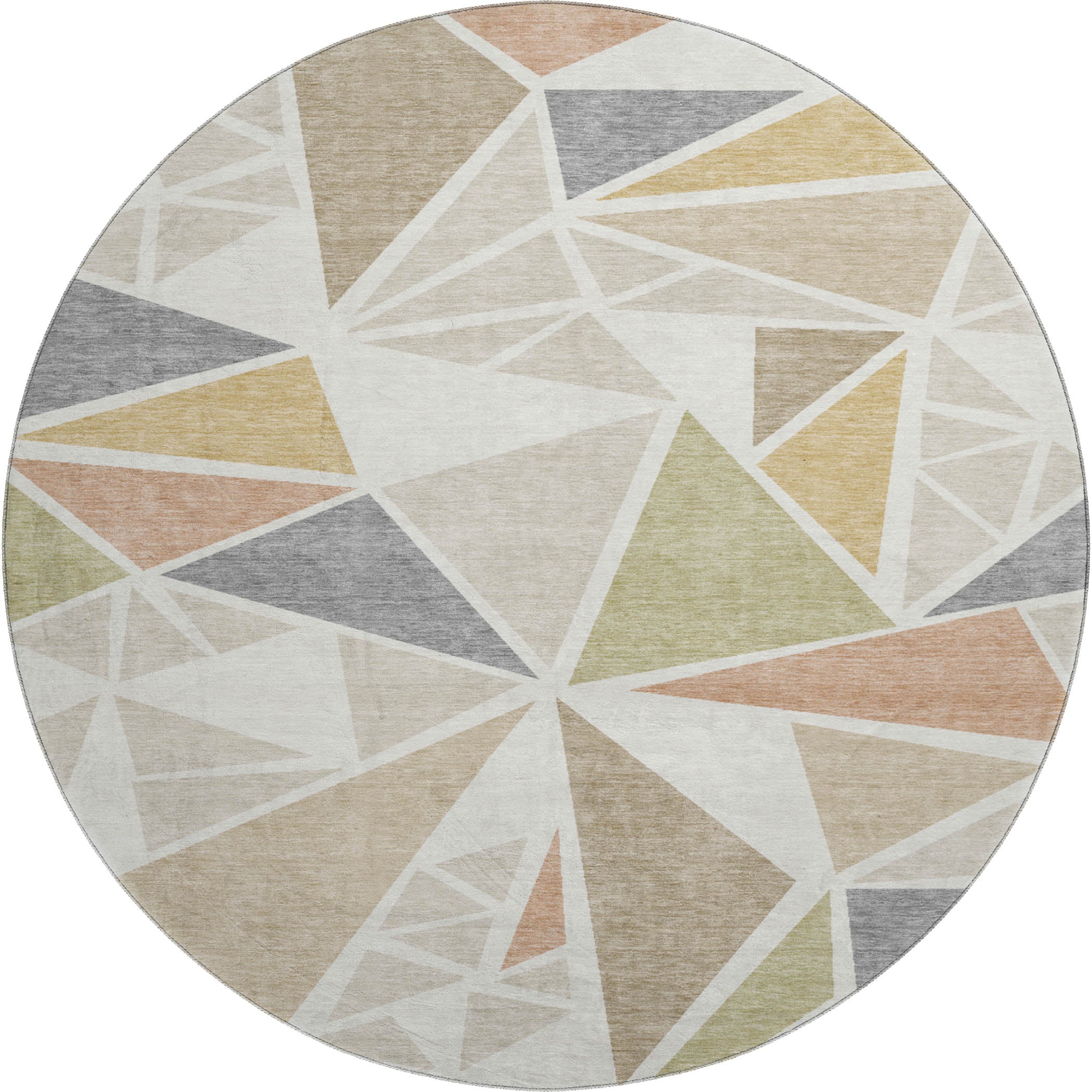 Valletta Machine Washable Transitional Ivory Rug 8' x 8' #shape_Round